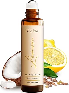 Gya Labs Lemon Essential Oil Roll On - 0.34 Fl Oz - Travel Size Roller for Camping, Skin, Aromatherapy Relief, Convenience