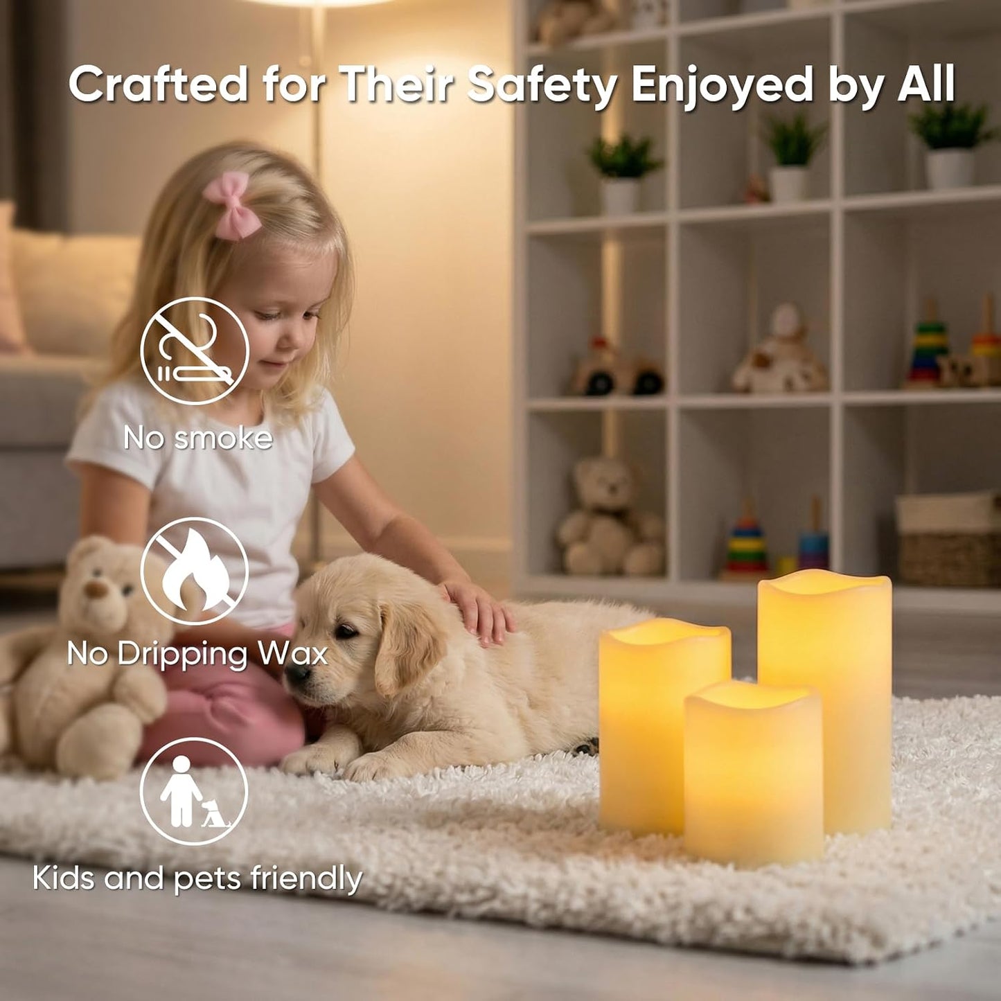 5plots 3" X 6" Outdoor Waterproof Candles, Battery Operated Led Ivory White Flameless Candles with 10-Key Remote & Timer for Indoor Home Lantern Holiday Decor, Set of 2