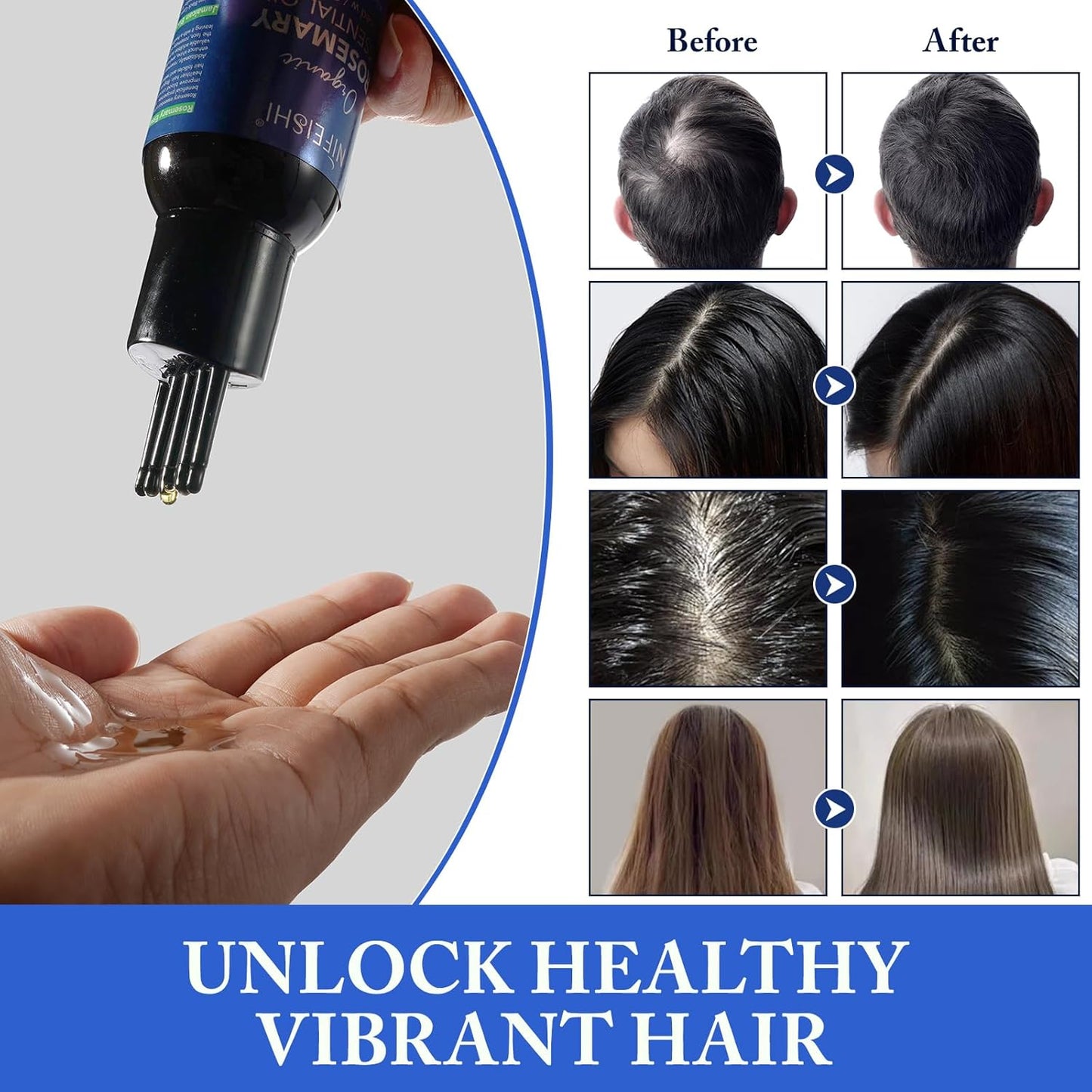 Rosemary Essential Oil for Hair Growth, Scalp Massage and Body - 120ml Pure Organic Infusion with Castor Oil, Improves Blood Circulation, Reduces Hair Loss