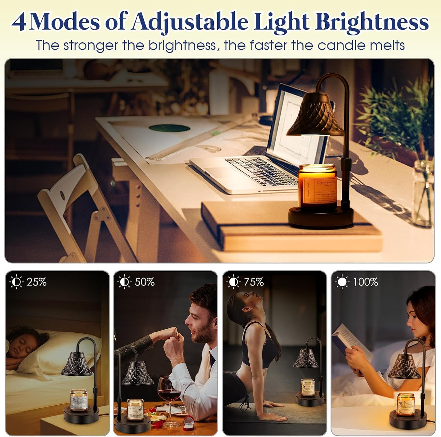 Banbanda Adjustable Candle Warmer Lamp with Timer: Candle Lamps fits All Candle Jar Home Decor - Wax Warmer for Scented Wax - Birthday Gifts for Women