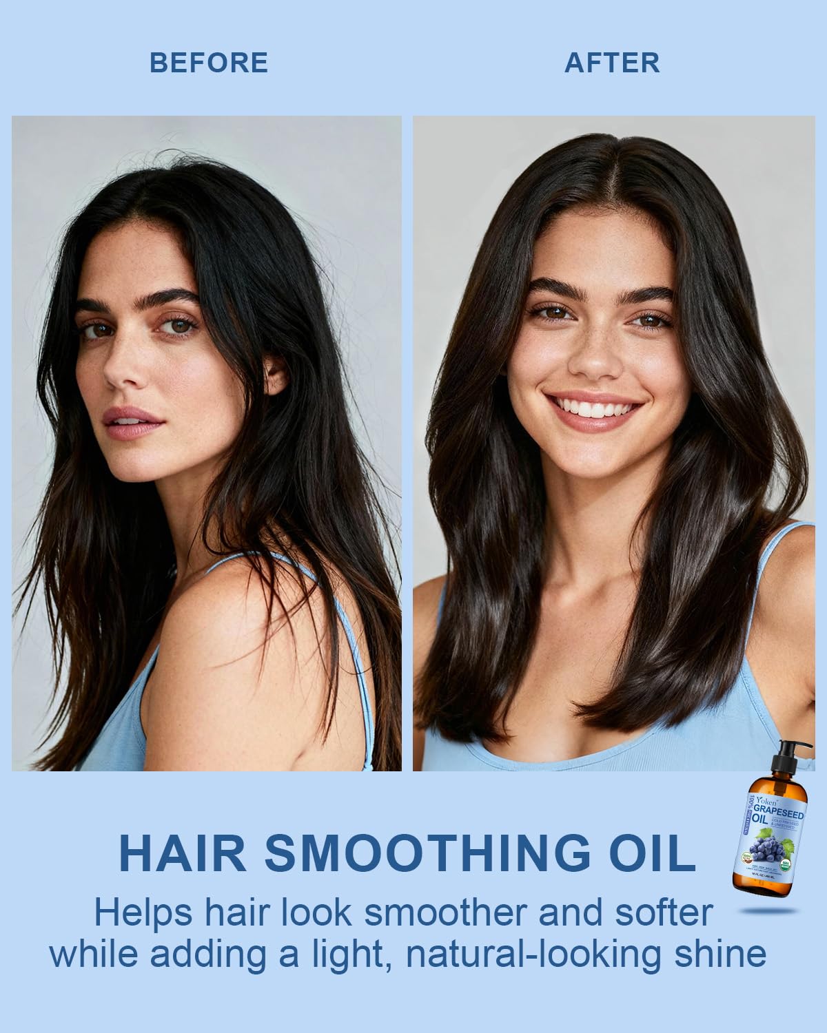 Yoken Organic Grapeseed Oil 16 oz GLASS BOTTLE - USDA 100% Pure & Natural Cold Pressed Grape Seed Carrier Oil for Skin & Hair - Single Ingredient, Hexane Free, Light & Silky Body Moisturizer