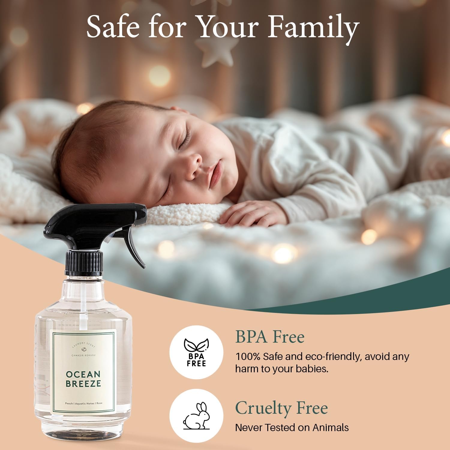 Chakra Freshener Fabric Spray - Long-Lasting Multi-Purpose Laundry Scent for Bedding, Clothes & Home Fabric Deodorizer, Luxury Room Deodorizer, Linen Spray w/Trigger, 16.9 fl oz, Ocean Breeze