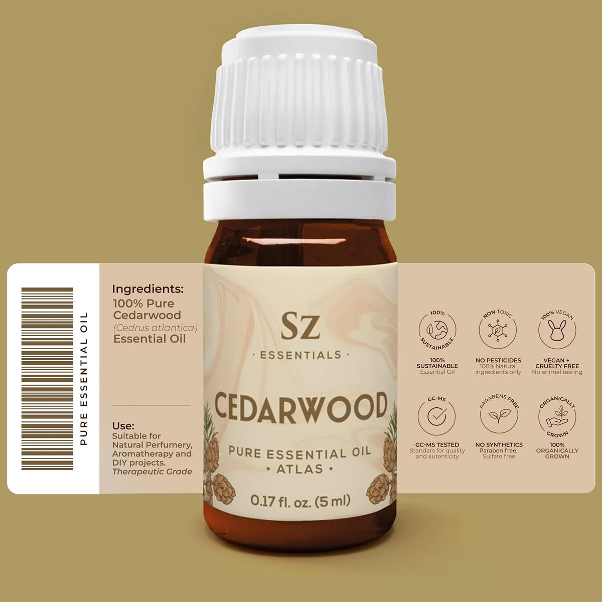 Atlantic Cedarwood Essential Oil 100% Pure 0.17oz/5ml