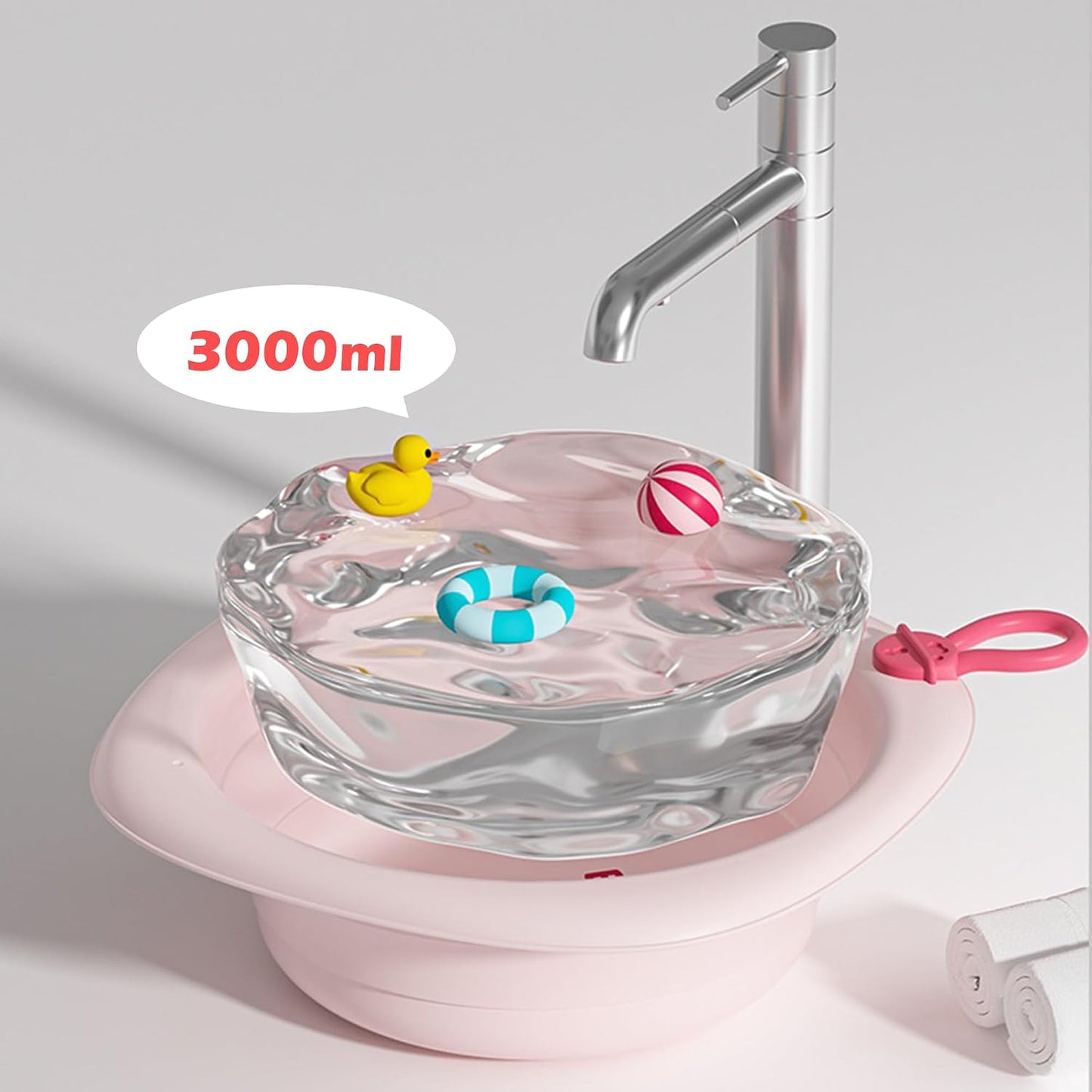 3-Pack Collapsible Wash Basin Set, Portable Foldable Plastic Basins for Baby Bottles, Kids, Camping, Travel, and Laundry