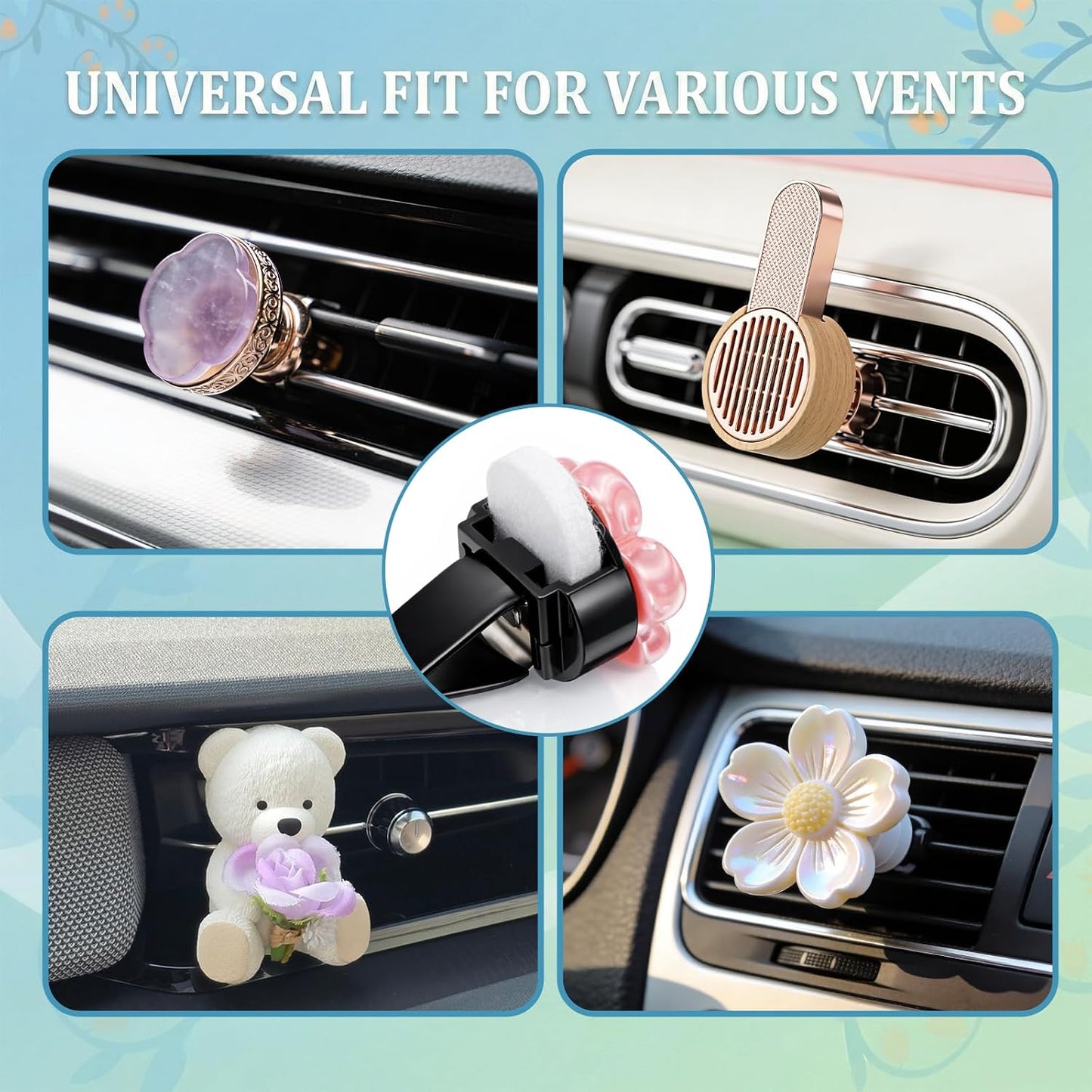 100 PCS Car Air Freshener Refill Felt Pads White Unscented Essential Oil Perfumes Refill Pads Car Air Fresheners Clip Cars Diffuser Airs Fresheners Replacement Pad for Custom Fragrance Cars Use(17 mm)