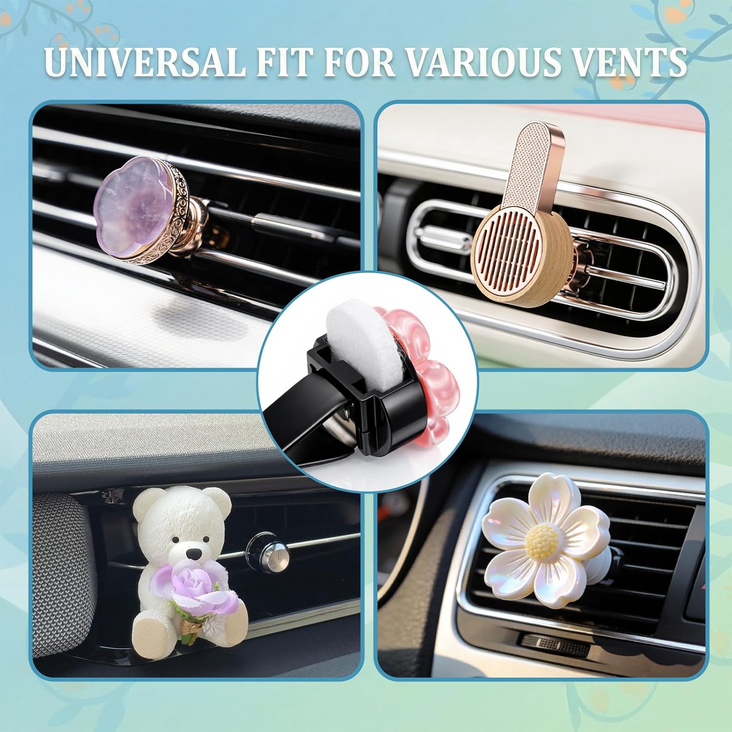 100 PCS Car Air Freshener Refill Felt Pads White Unscented Essential Oil Perfumes Refill Pads Car Air Fresheners Clip Cars Diffuser Airs Fresheners Replacement Pad for Custom Fragrance Cars Use(17 mm)