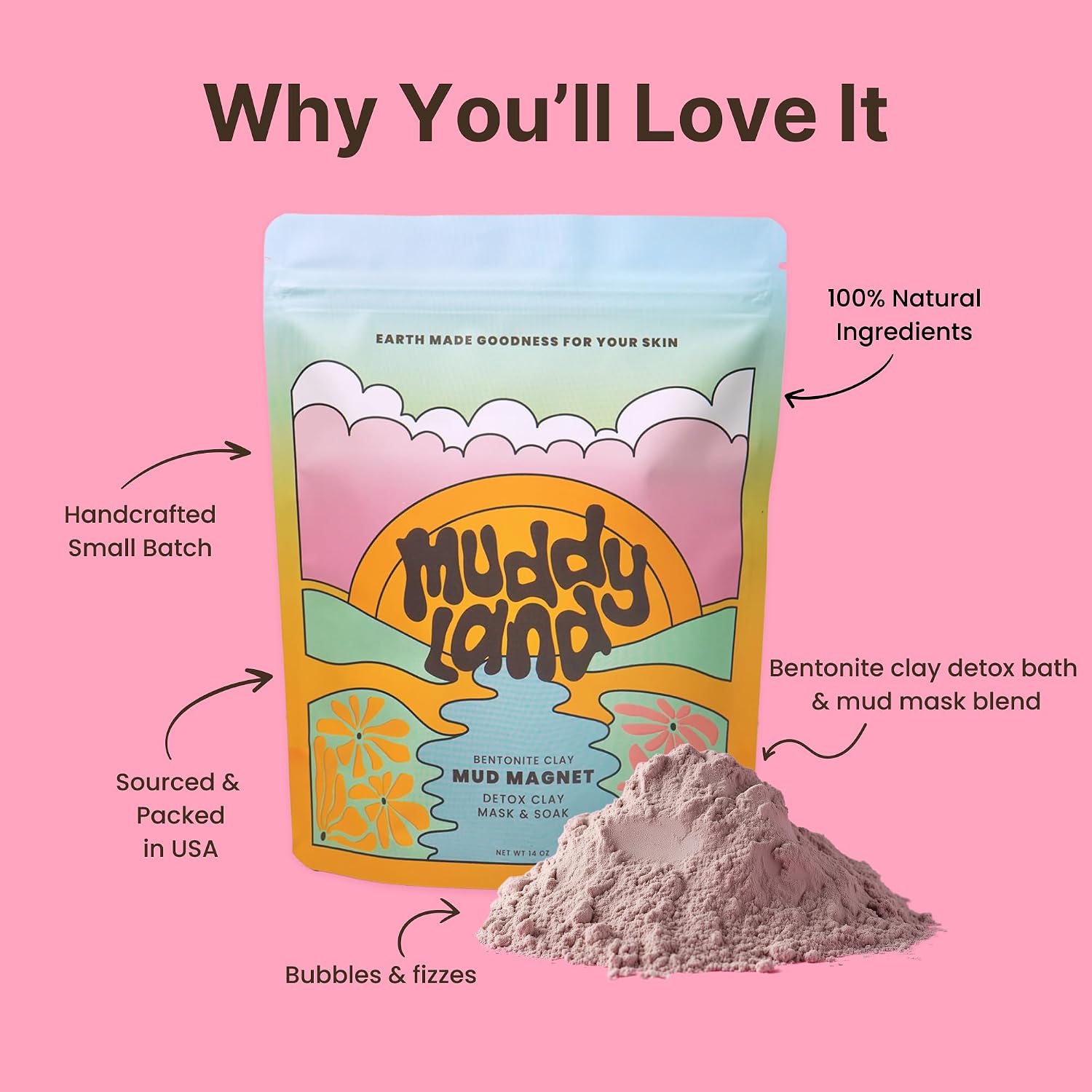 Bentonite Clay Detox Mud Bath Soak & Full Body Mud Mask - Magnetic Clay Bath with Epsom Salt, Gift for Her - Mud Magnet