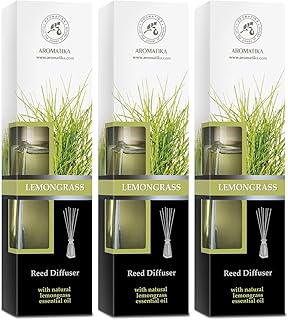 Lemongrass Diffuser - Set 3x3.4 Fl Oz - Fresh & Long Lasting Fragrance - Diffuser with Natural Essential Lemongrass Oil - Good for Aromatherapy - Spa - Home Set wich 3 pc for 100 ml
