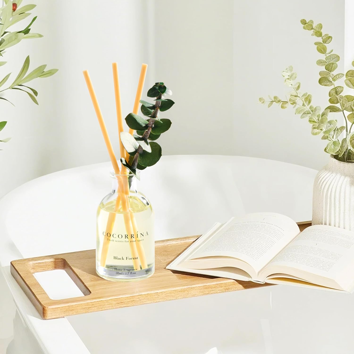 COCORRÍNA Eucalyptus Reed Diffuser Set of 3 - Lavender Eucalyptus, Black Forest, Clean Cotton Scents, 1.7 fl oz Each, Total 5.1 oz, Scented Oil Diffusers for Home & Office﻿