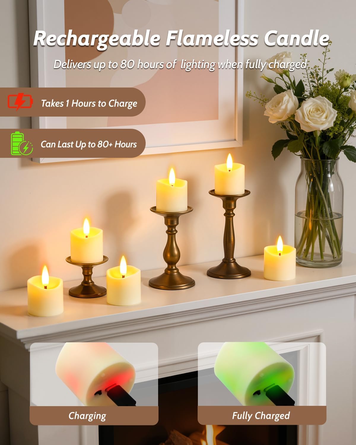 Rechargeable Flameless Candles with Remote Timer, 1.5"x2" LED Votive Fake Candles, Flickering Tea Lights Candles Battery Operated for Wedding Party Windows Table Home Decor (6 Pack)