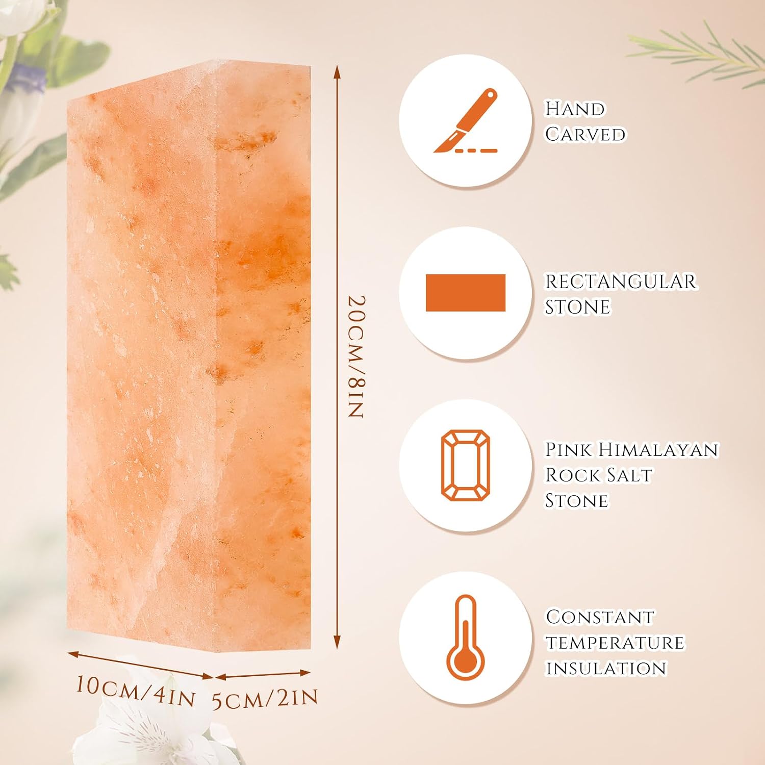 2 Pack Foot Bricks Hand Carved Rock, 4'' Width x 8'' Length x 2'' Depth Himalayan Rectangle Massage Salt Stone for Massotherapy Home Spa Relaxing Deodorant Salt and Sugar Scrubs