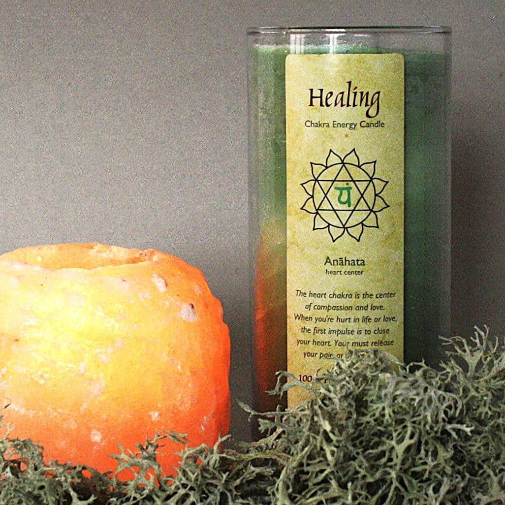 Premium Scented Candle Hand Made Chakra Energy Jar | 11 Oz | Healing, Anahata | Yoga Balance Prayer & Meditation Candle | Long Burn 60 Hours | Essential Oils, Lavandin Orange & Tangerine | Aloha Bay