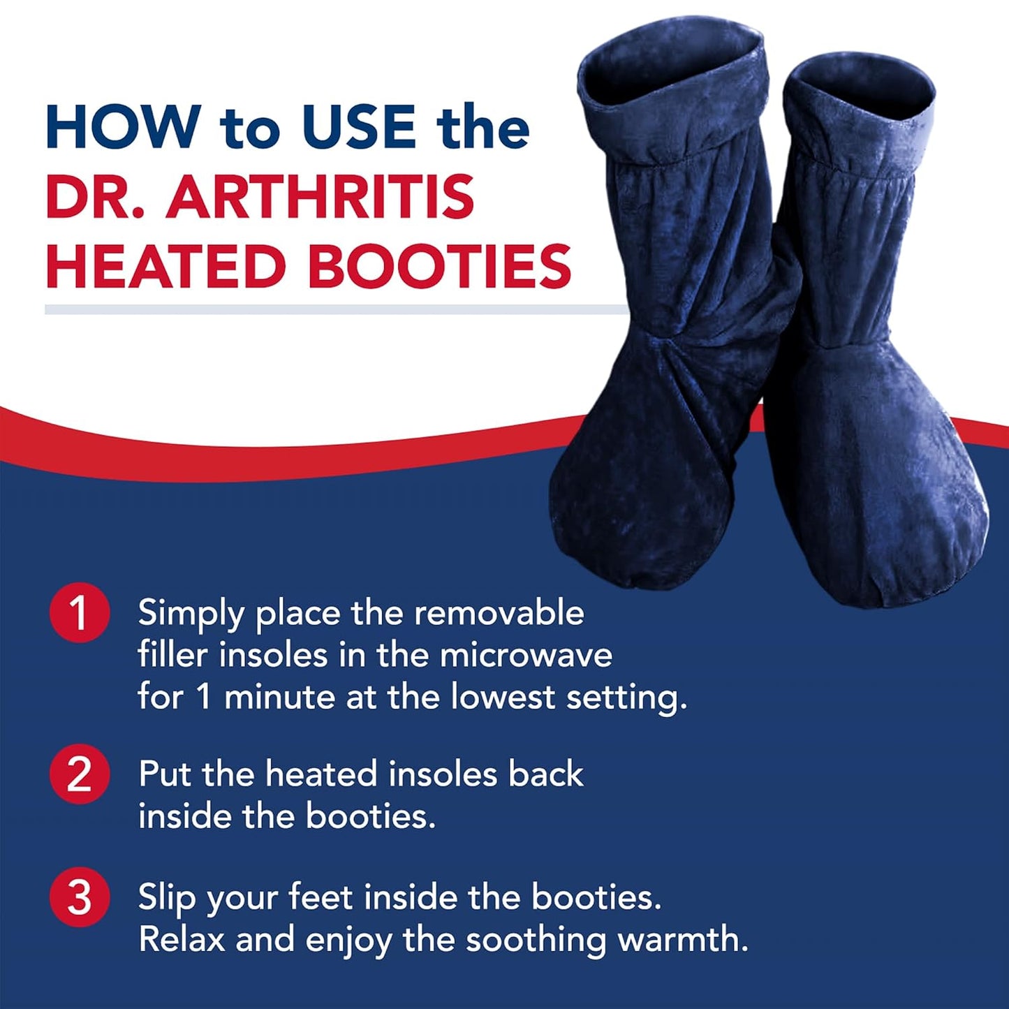 Dr. Arthritis Doctor Developed Heated Booties Foot Warmers for Women Men,Feet Foot Warmer Booties and Handbook Ankle & Feet Warmers (Blue)