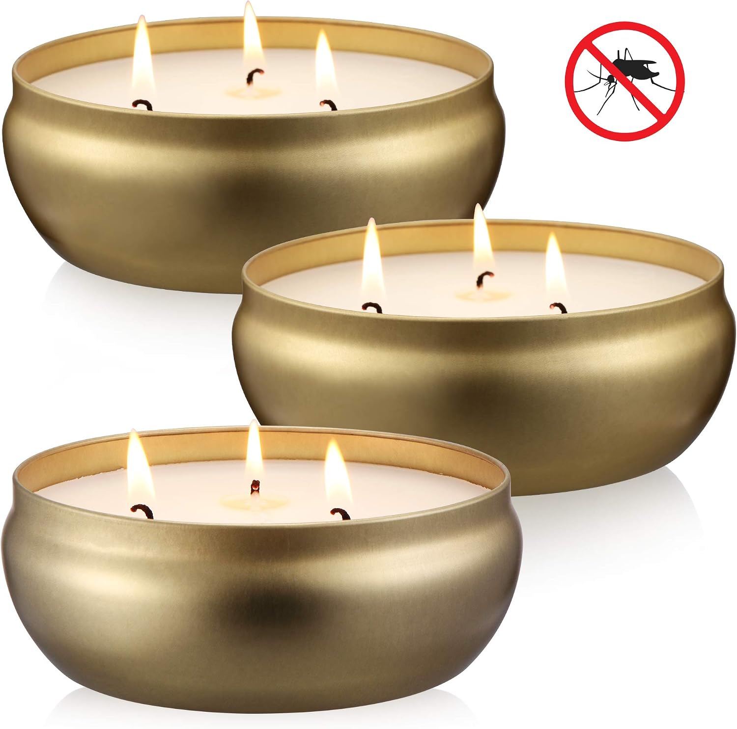 Kedtui Citronella Candles, 3 Pack Each 3-Wick Scented Candle Soy Wax Portable Travel Tin Gift Set, Outdoor and Indoor