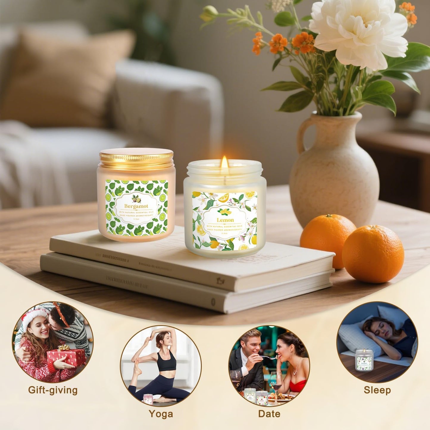 YOROXRG 12 Pack Scented Candles with Added Natural Essential Oils, 3.05oz, Suitable for Various Festivals, Parties, Yoga, and Home Scene