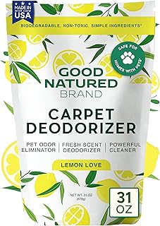 Good Natured Brand | Carpet Deodorizer & Freshener Powder | 31 oz Pet Odor Eliminator for Strong Odor & Pet Urine | Fresh Natural Lemon Scent | Safe for Homes with Pets
