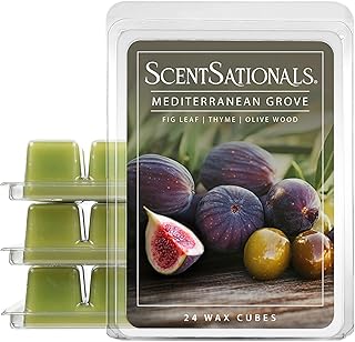 Scentsationals Mediterranean Grove Scented Wax Melts - Fig Leaf, Wild Thyme, & Olive Wood, 10oz (24 Cubes)