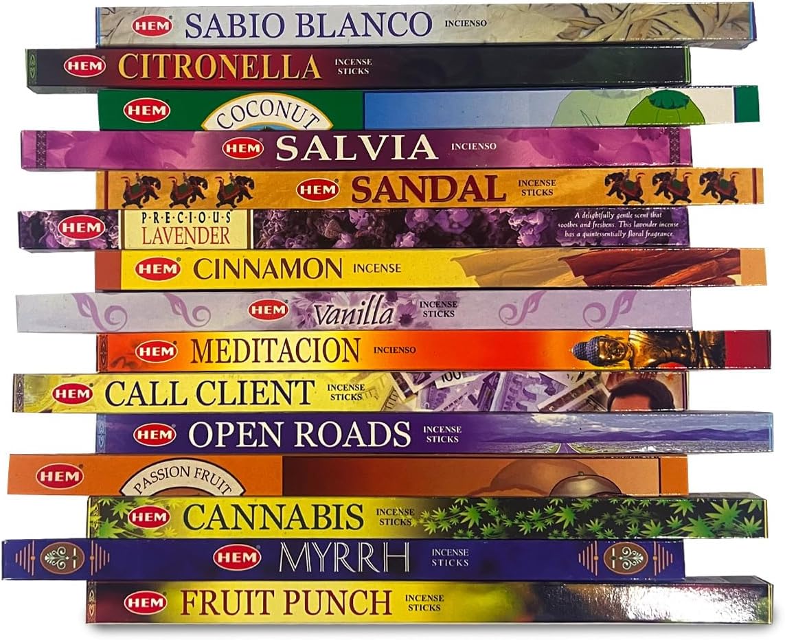 Hem Incense Sticks Variety Pack of 15 Randomly Selected fragrances,8 Sticks Each, Total 120 Sticks with Raajsee Incense Holder