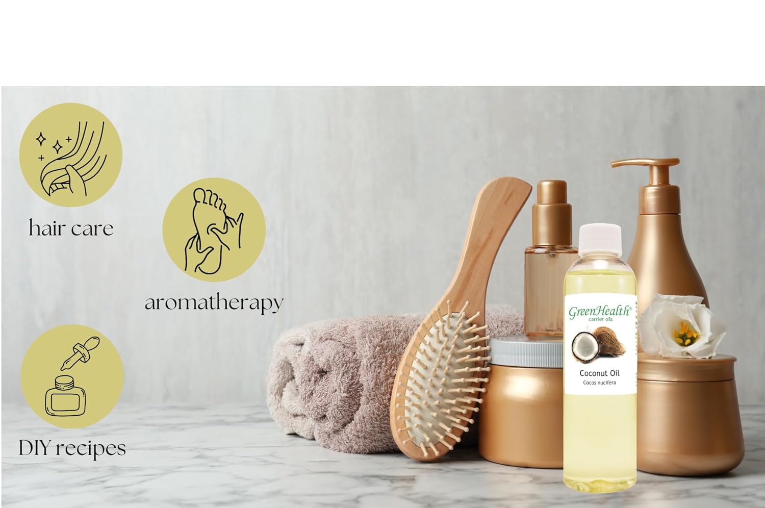 Coconut Carrier Oil (Fractionated) - 1 fl oz - Amber Glass Bottle w/Euro Dropper - GreenHealth