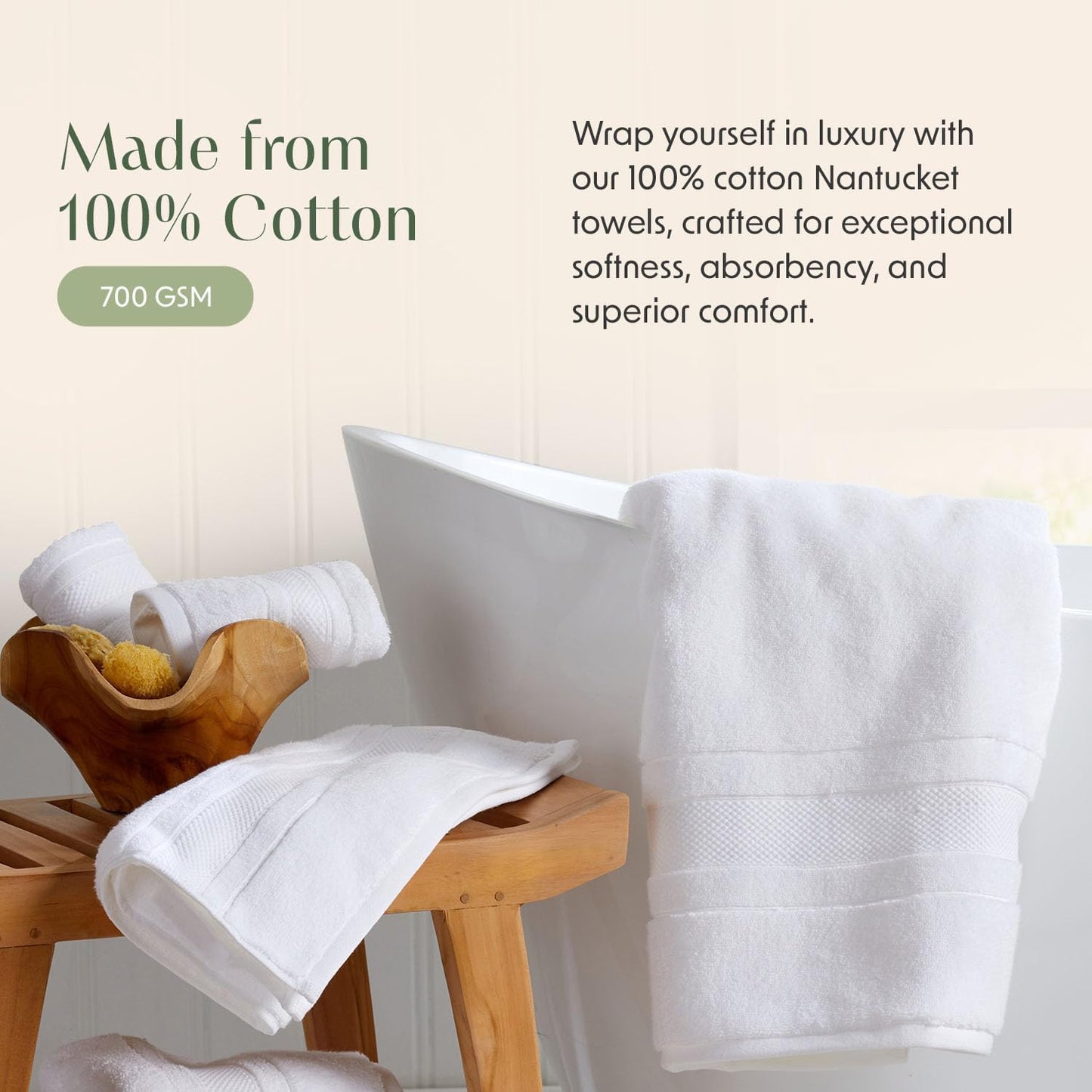 Springtree Home Luxury 100% Cotton Bath Towels Set | 100% Zero Twist Cotton | Premium Bath Towels | Ultra Soft Thick Plush & Highly Absorbent | Luxury Hotel & Spa Bathroom Towels | 6 Piece Set - White