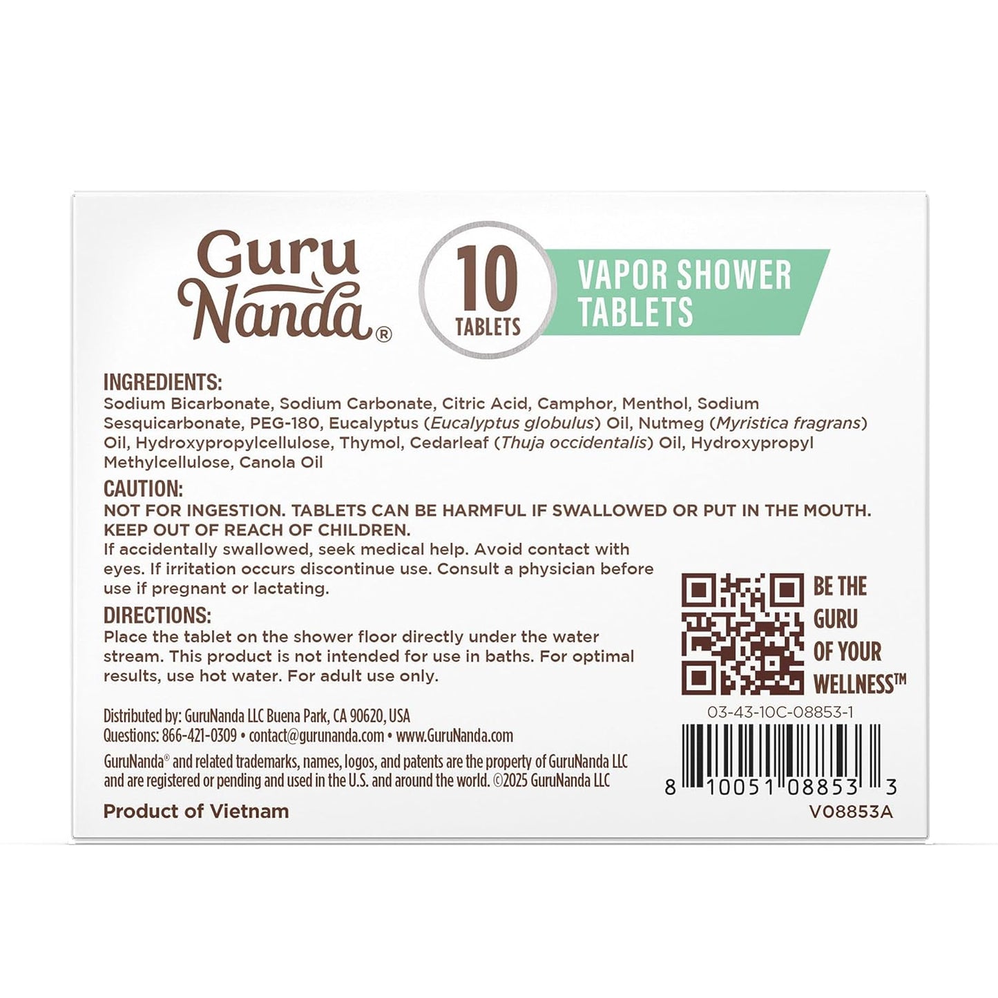 GuruNanda Eucalyptus Vapor Shower Tablets, Clean-Dissolving Aromatherapy Shower Steamers with Eucalyptus & Menthol, Promotes Relaxation, Ideal for Gifting, 10 Count