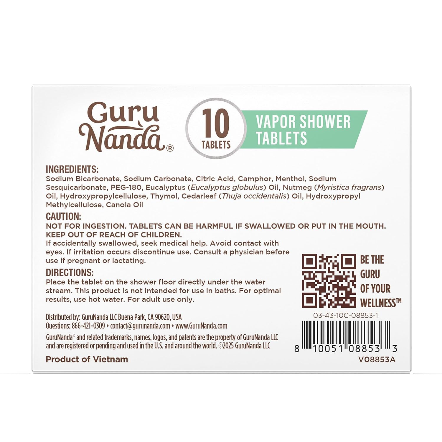 GuruNanda Eucalyptus Vapor Shower Tablets, Clean-Dissolving Aromatherapy Shower Steamers with Eucalyptus & Menthol, Promotes Relaxation, Ideal for Gifting, 10 Count