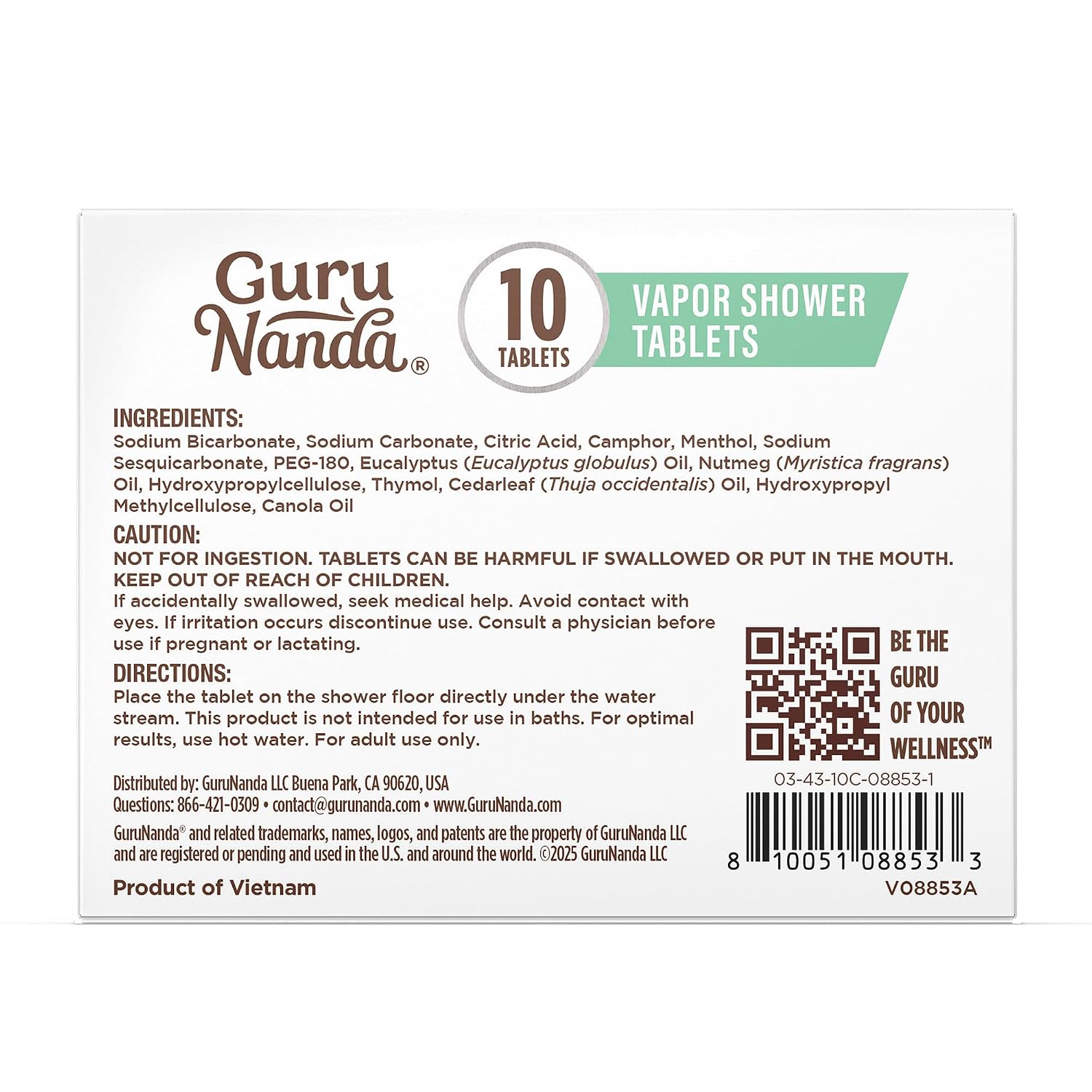 GuruNanda Eucalyptus Vapor Shower Tablets, Clean-Dissolving Aromatherapy Shower Steamers with Eucalyptus & Menthol, Promotes Relaxation, Ideal for Gifting, 30 Count