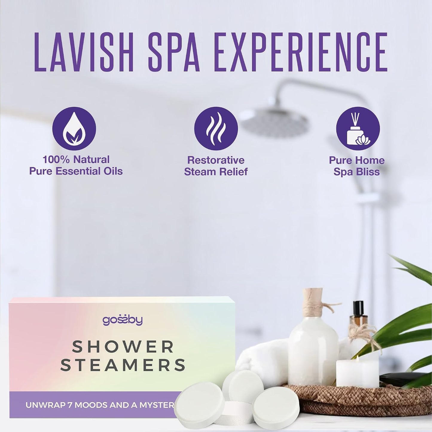 GOSSBY Shower Steamers Aromatherapy (8 Pcs) - Stress Relief Gift for Women Teen - Birthday, Thank You Gift for Coworker, Teachers Appreciation, Natural Essential Oils, Self Care Relaxation Home Spa