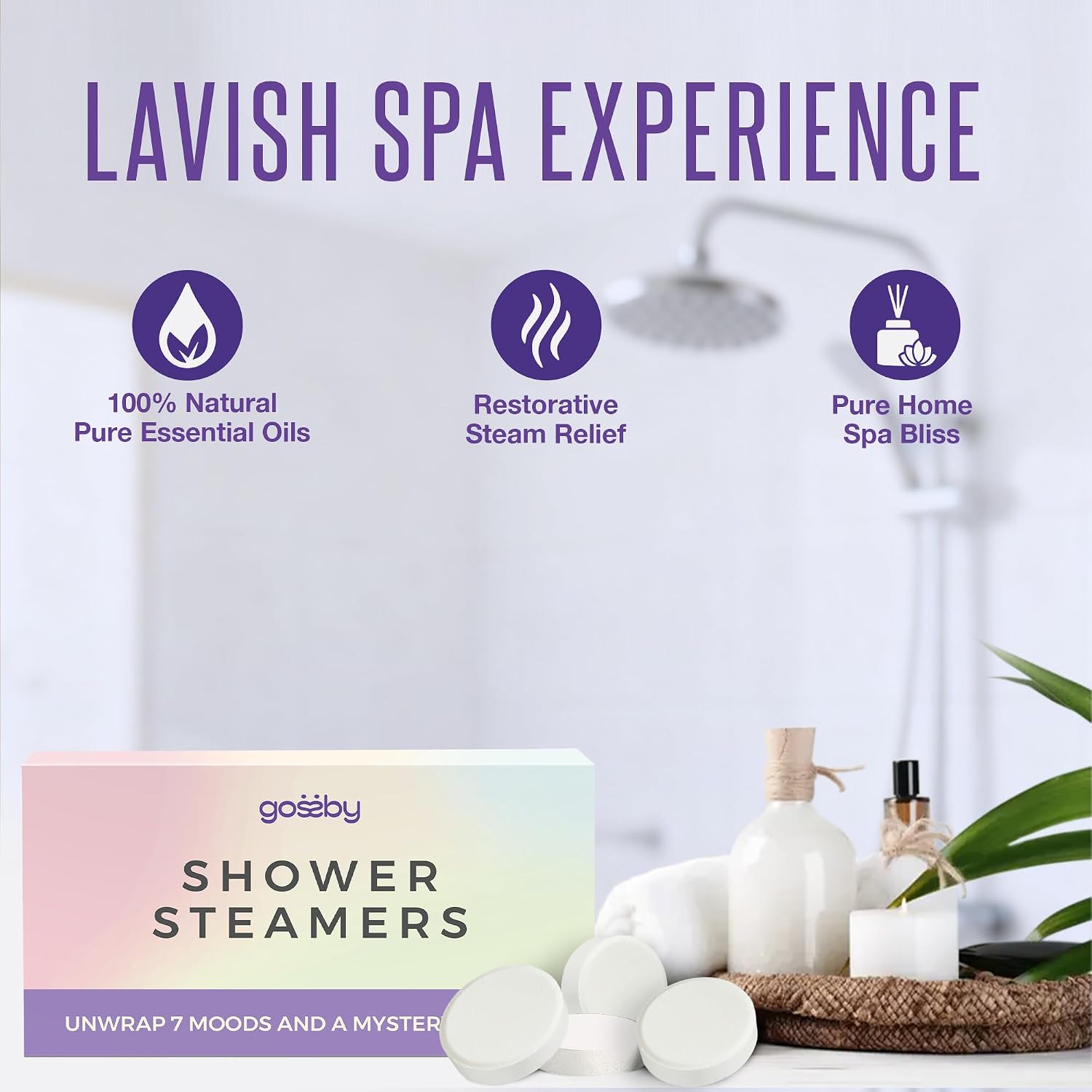 GOSSBY Shower Steamers Aromatherapy (8 Pcs) - Stress Relief Gift for Women Teen - Birthday, Thank You Gift for Coworker, Teachers Appreciation, Natural Essential Oils, Self Care Relaxation Home Spa