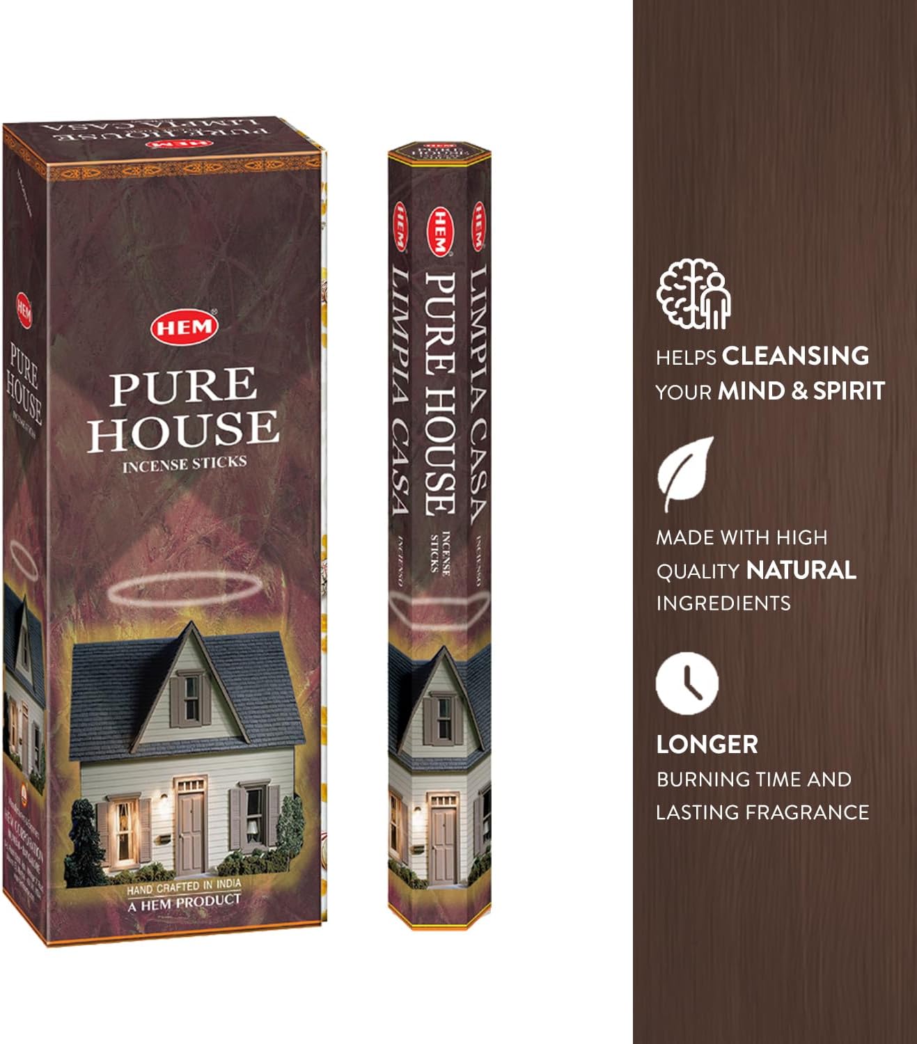 Hem Pure House Hexa Incense Sticks – Pack of 6 Boxes (120 Sticks Total) | Natural Hand-Rolled Incense from India | Cleansing & Purifying Aroma for Home, Positivity & Fresh Ambience.