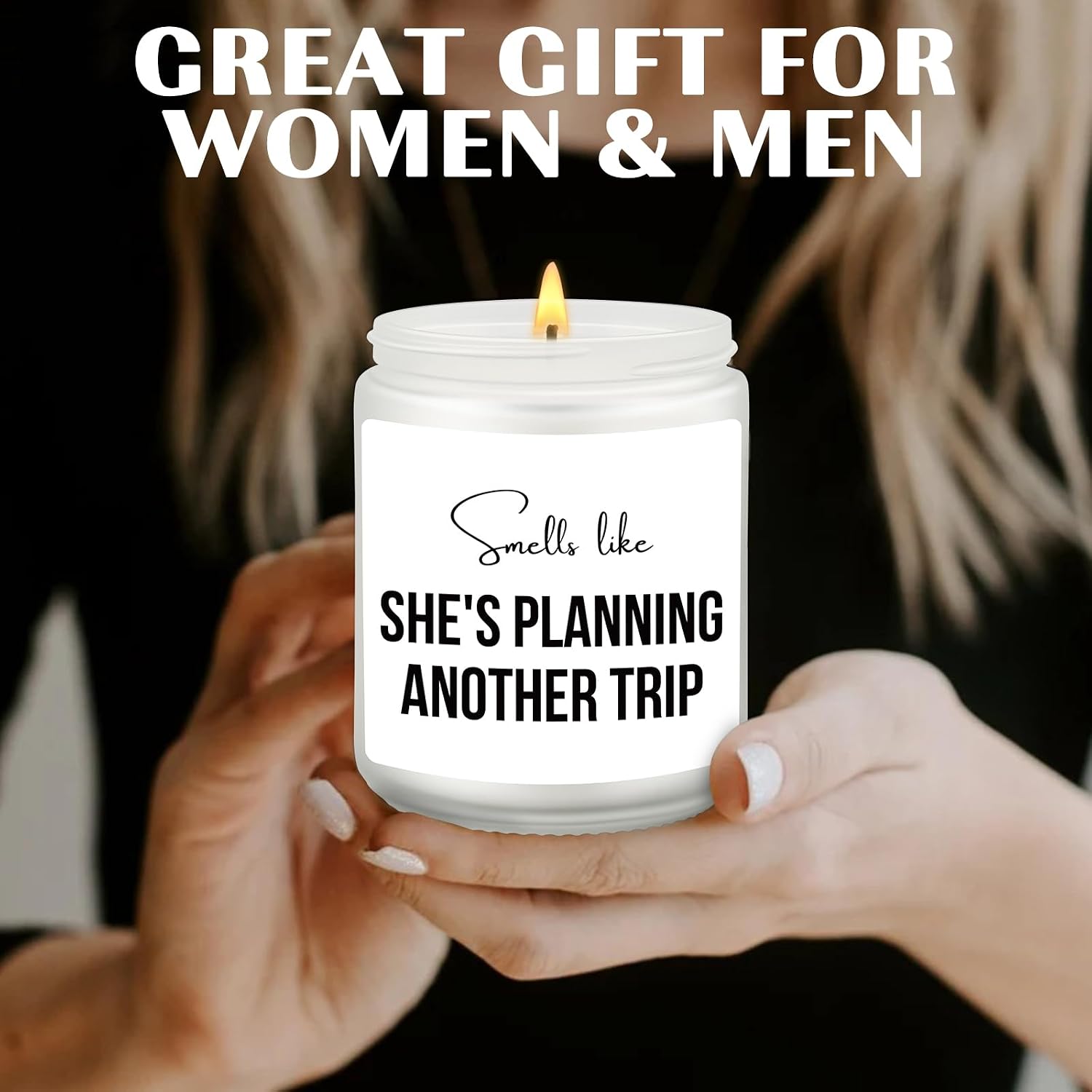 Smells Like She's Planning Another Vacation Candle, Traveler Gifts, Spring Summer Vacation Gift for Her, Present for Traveler Friend, World-Traveler Gifts, Funny Wanderlust Gift, Family Trip Present