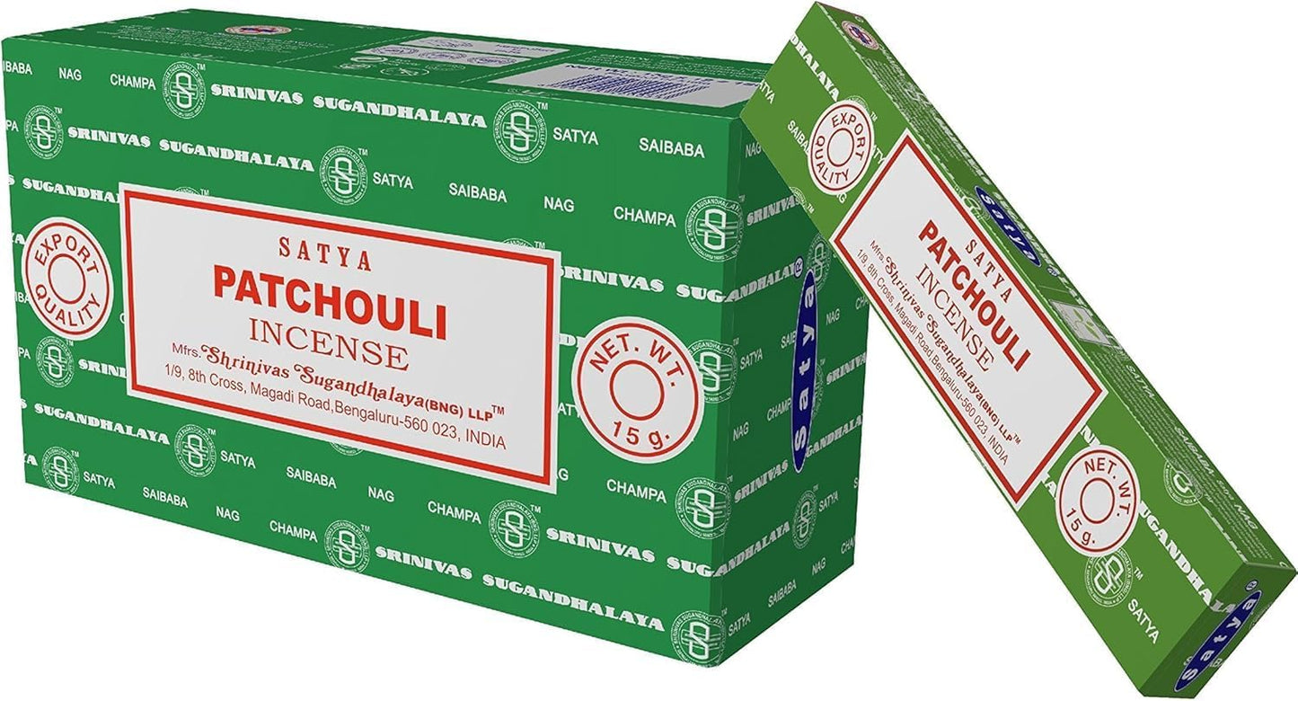 Satya Nag Champa Patchouli Incense Sticks, 12 Count