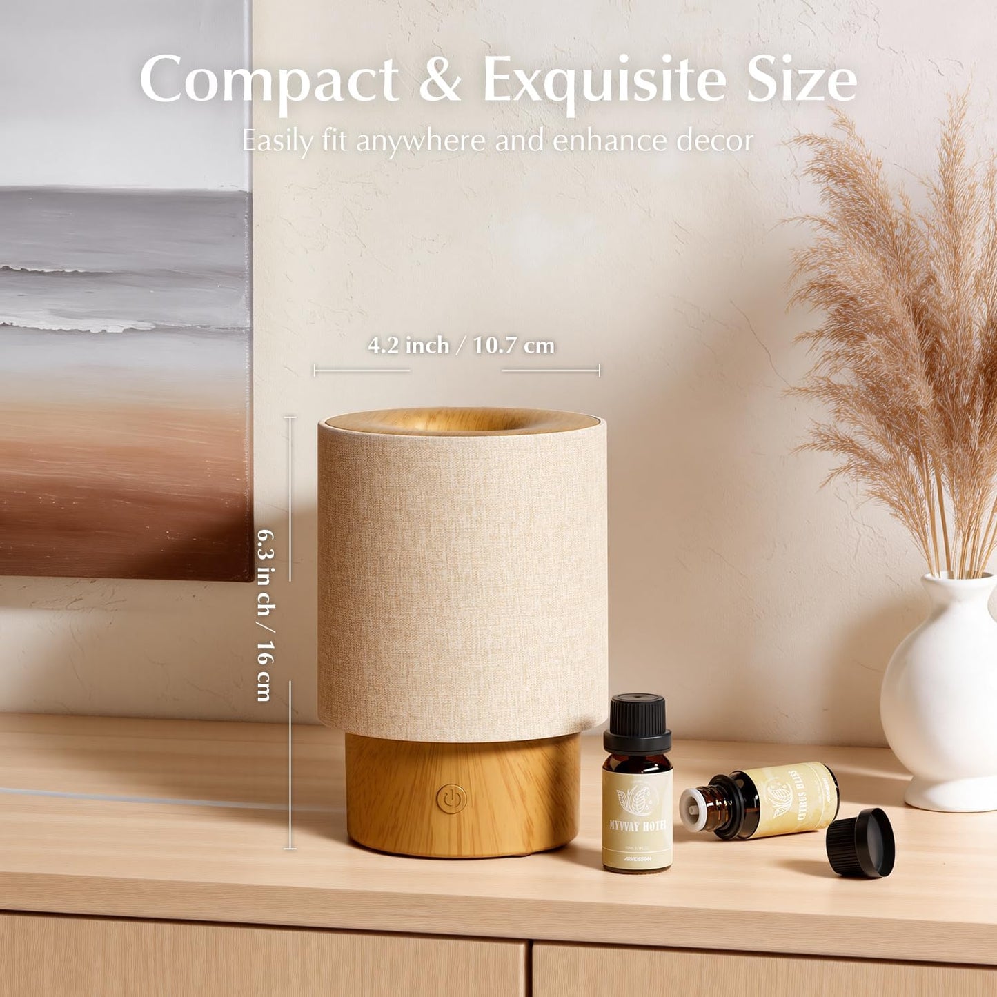 ARVIDSSON Essential Oil Diffuser with Fabric Cover, 100ml Aromatherapy Diffuser for Home, Ultrasonic Diffuser with Night Lamp and Auto Shut-Off, Scent Oil Diffusers for Bedroom