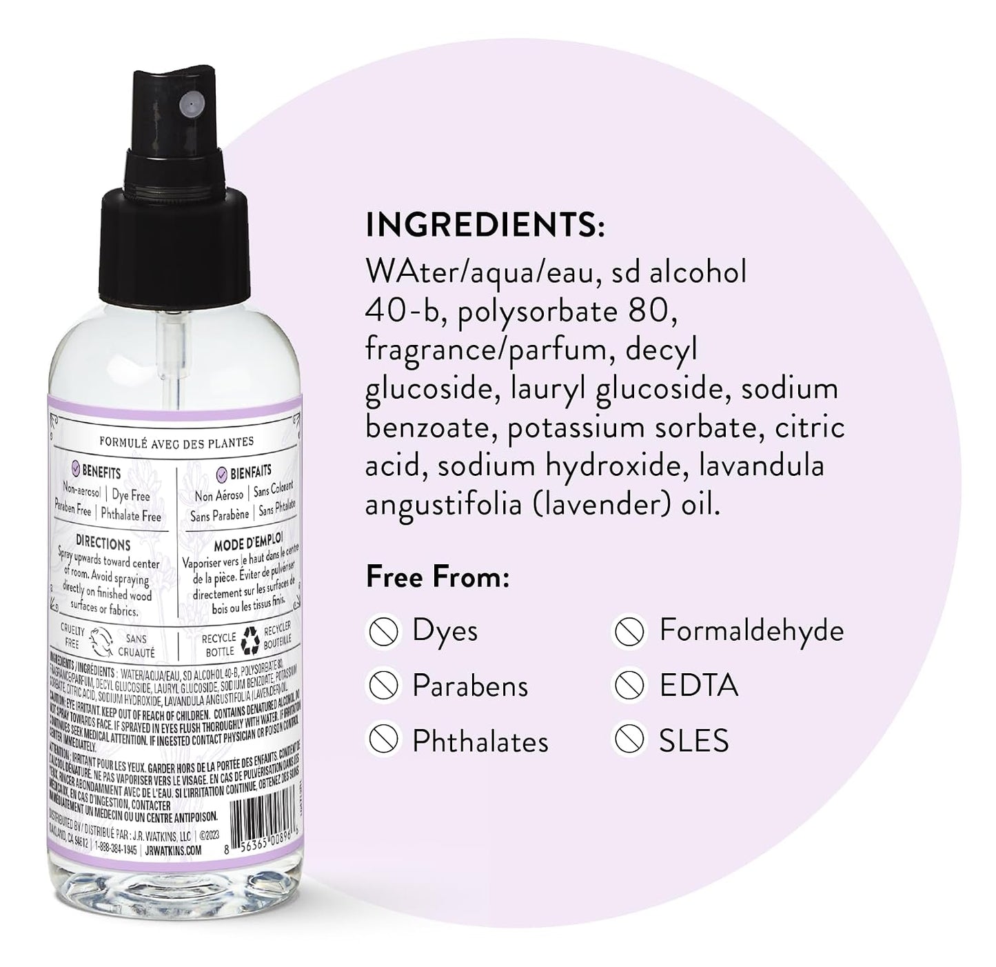 J.R. Watkins Room Freshener - Lavender - 4 Fl Oz, Pack of 3