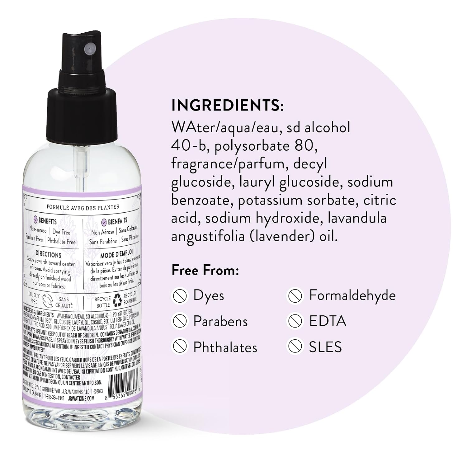 J.R. Watkins Room Freshener - Lavender - 4 Fl Oz, Pack of 3