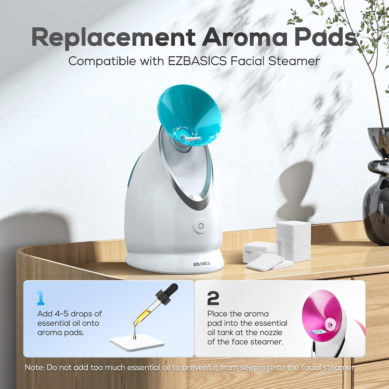 EZBASICS Aromatherapy Pads for Facial Steamer 100 Pcs