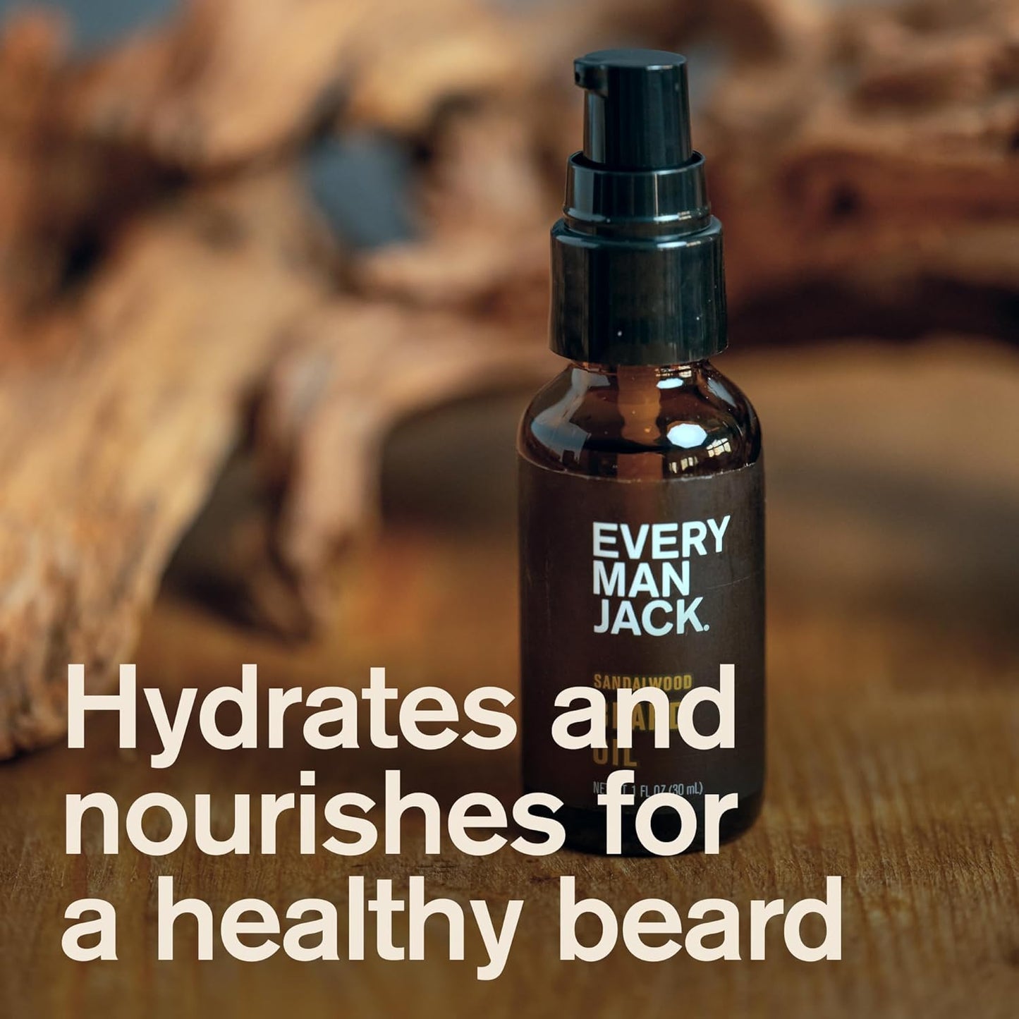 Every Man Jack Sandalwood Beard Oil - Moisturize & Soften Your Beard - Relieve Itch and Flakes - Made w/Naturally Derived Ingredients like Vitamin E, Argan Oil, and Borage Oil - 1 oz - 2 Pack