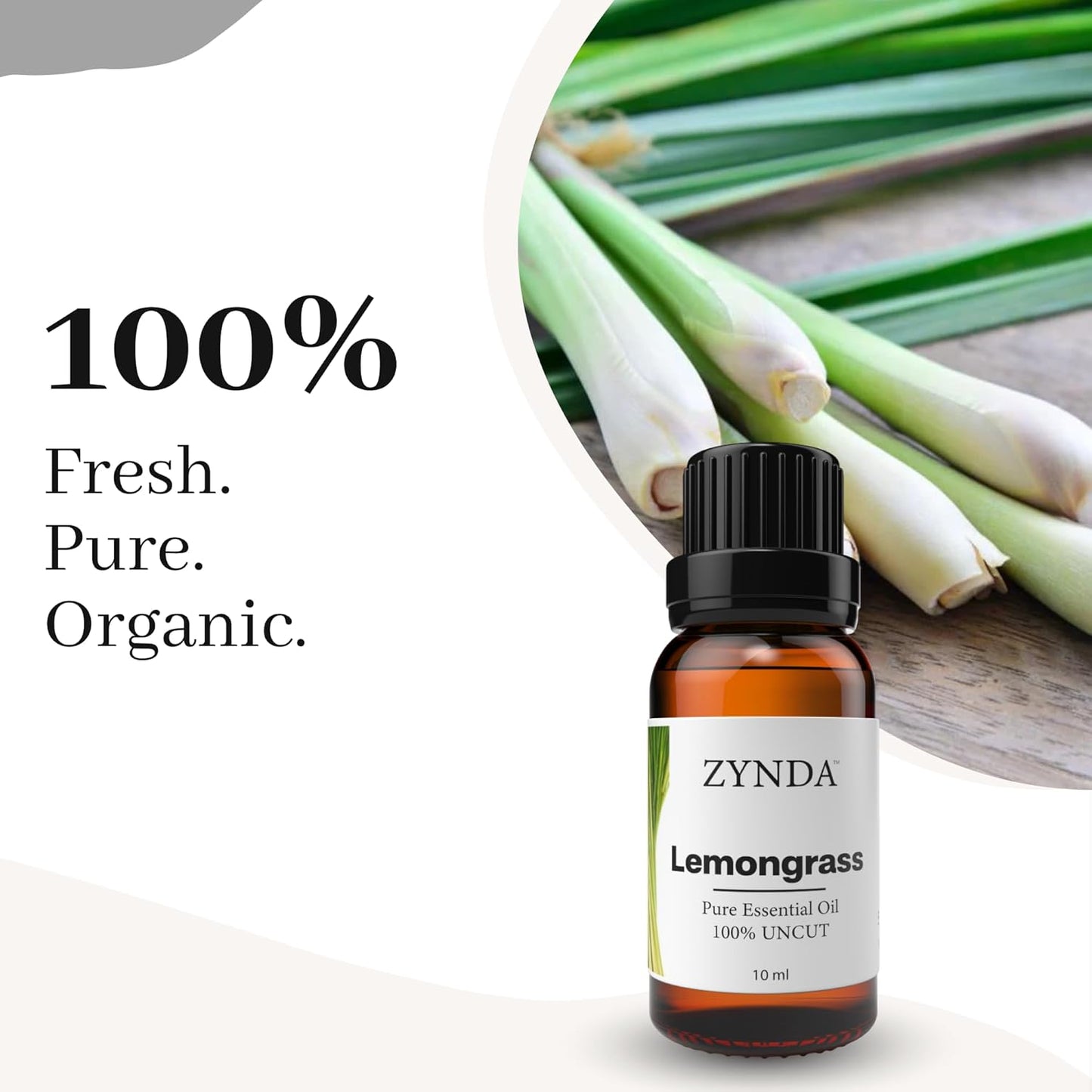 Lemongrass Essential Oil 10ml – 100% Pure and Natural Lemongrass Oil for Aromatherapy and Diffuser – Premium Grade Essential Oils for Skin, Massage, Hair Care