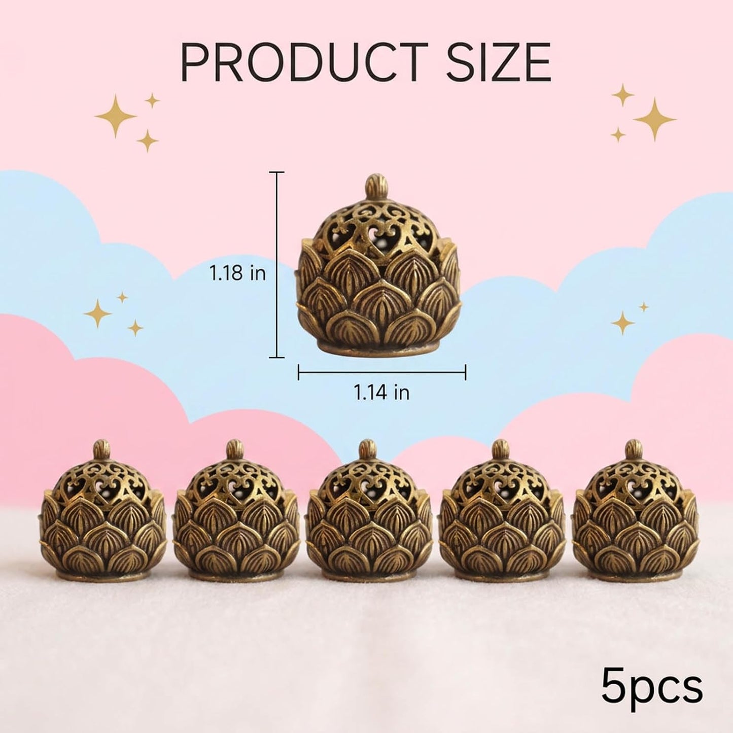 5Pcs Incense Cone Holder, Cone Incense Burner with Mini Hollow-Out Designs, Material for Home Meditation and Aromatherapy, Compact Size for Easy Placement