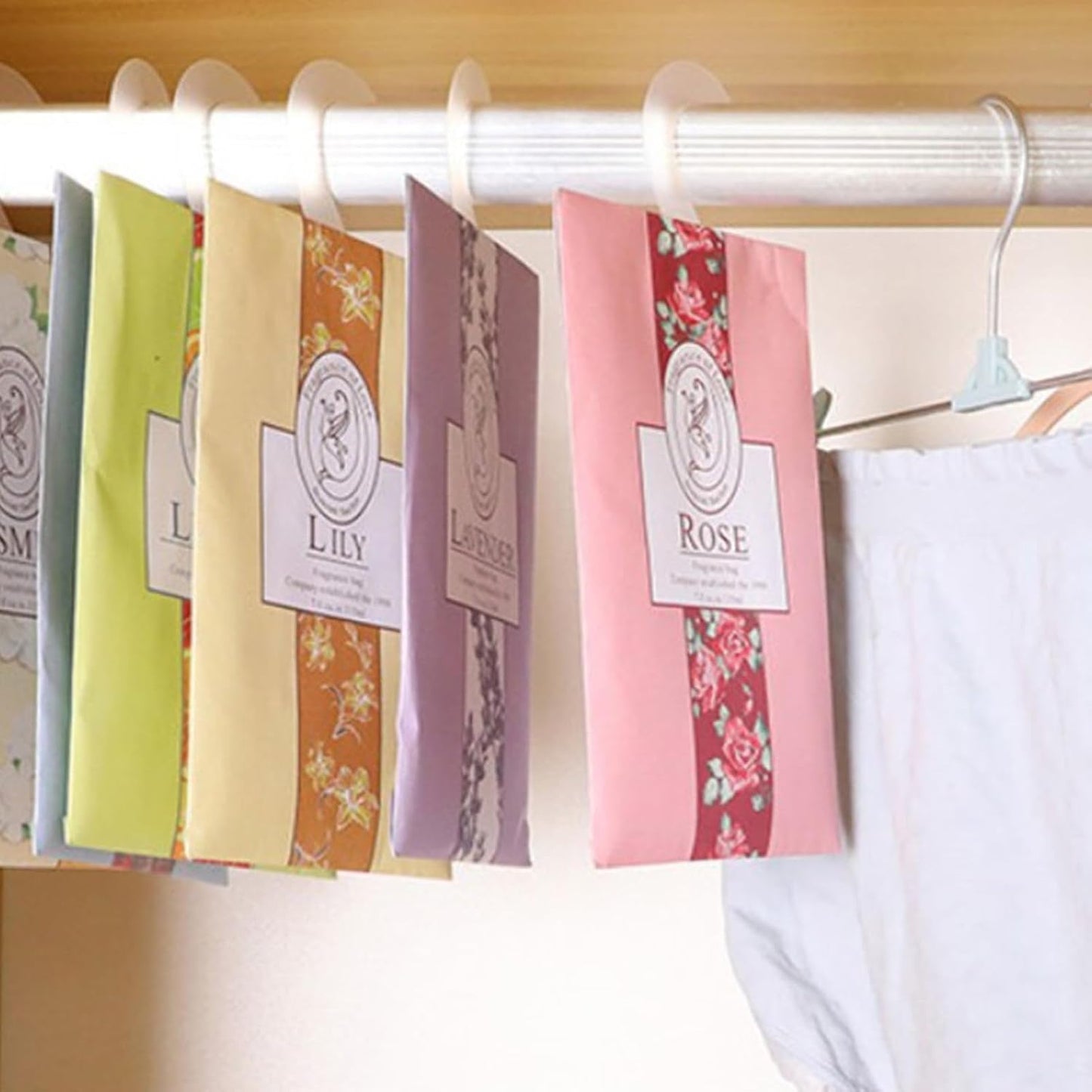 2026 NEW 4 Packs Scented Sachets Bags with Hanging Aromatherapy Fragrance Sachet Bags for Drawer and Closet Drawer Wardrobe Room
