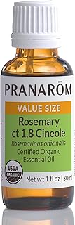 Pranarom USDA Certified Organic Rosemary Cineole Essential Oil (30ml), 100% Pure Undiluted Therapeutic Grade from Tunisia for Aromatherapy, Diffuser, Meditation, Massage, Relaxation