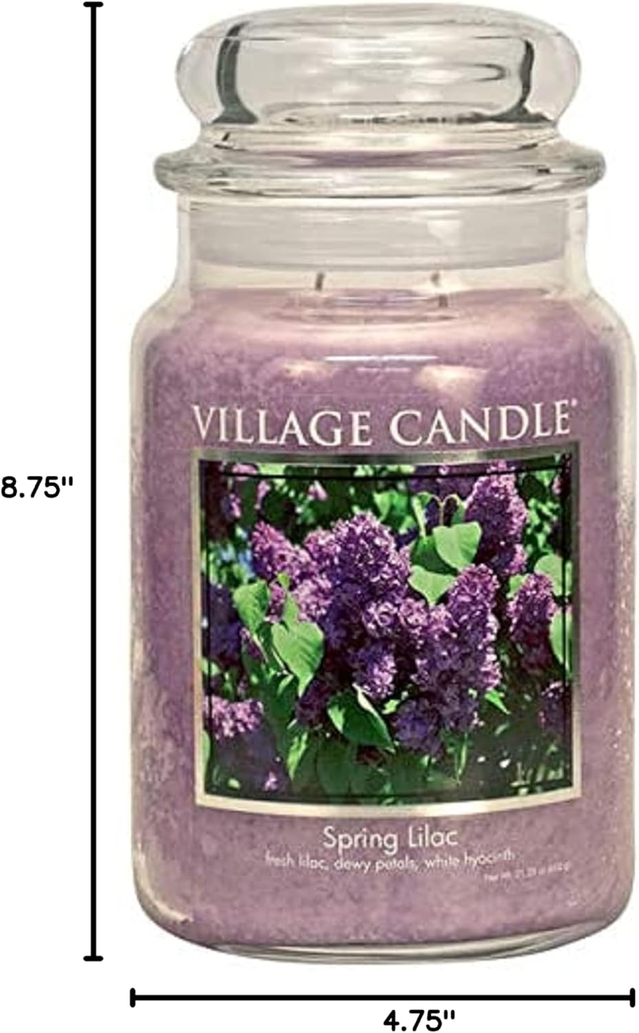Village Candle Spring Lilac Large Glass Apothecary Jar, Scented Candle, 21.25 oz., Purple
