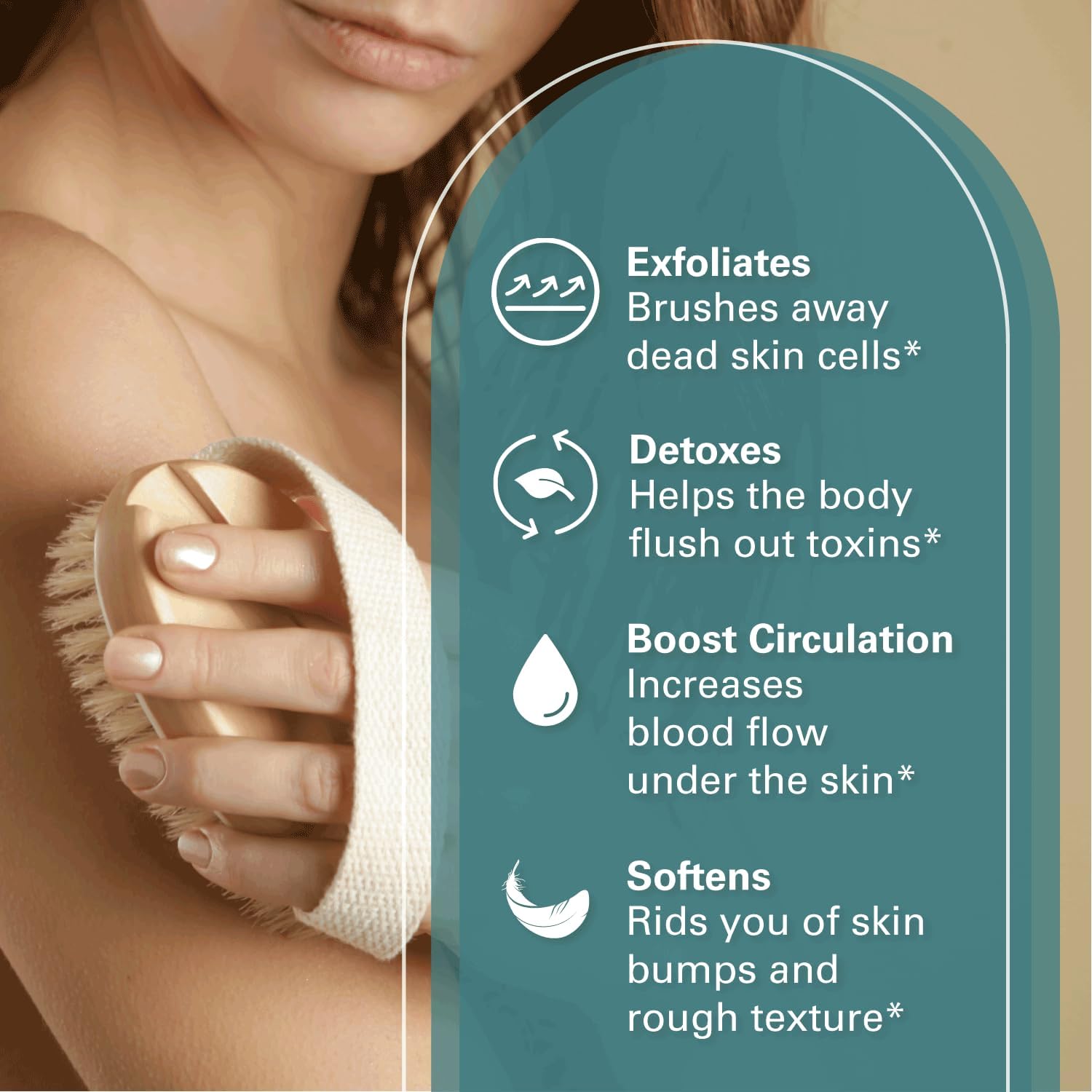 Firm Dry Brush & Shower Brush for Body - Handheld Back Scrubber Body Brush Exfoliator & Dead Skin Remover for Body Firm & Tighten Skin Improve Circulation for Men & Women by M3