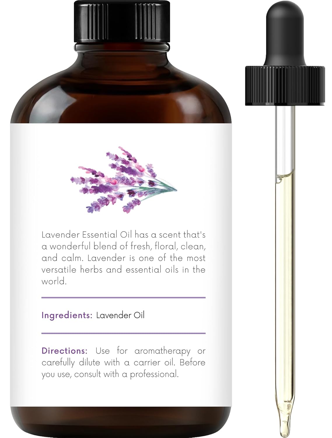 Handcraft Blends Relaxing Body Set: Fractionated Coconut Oil (16 Fl Oz) and Lavender Essential Oil (4 Fl Oz) – 100% Pure & Natural – for Massage, Sleep, and Skin Hydration