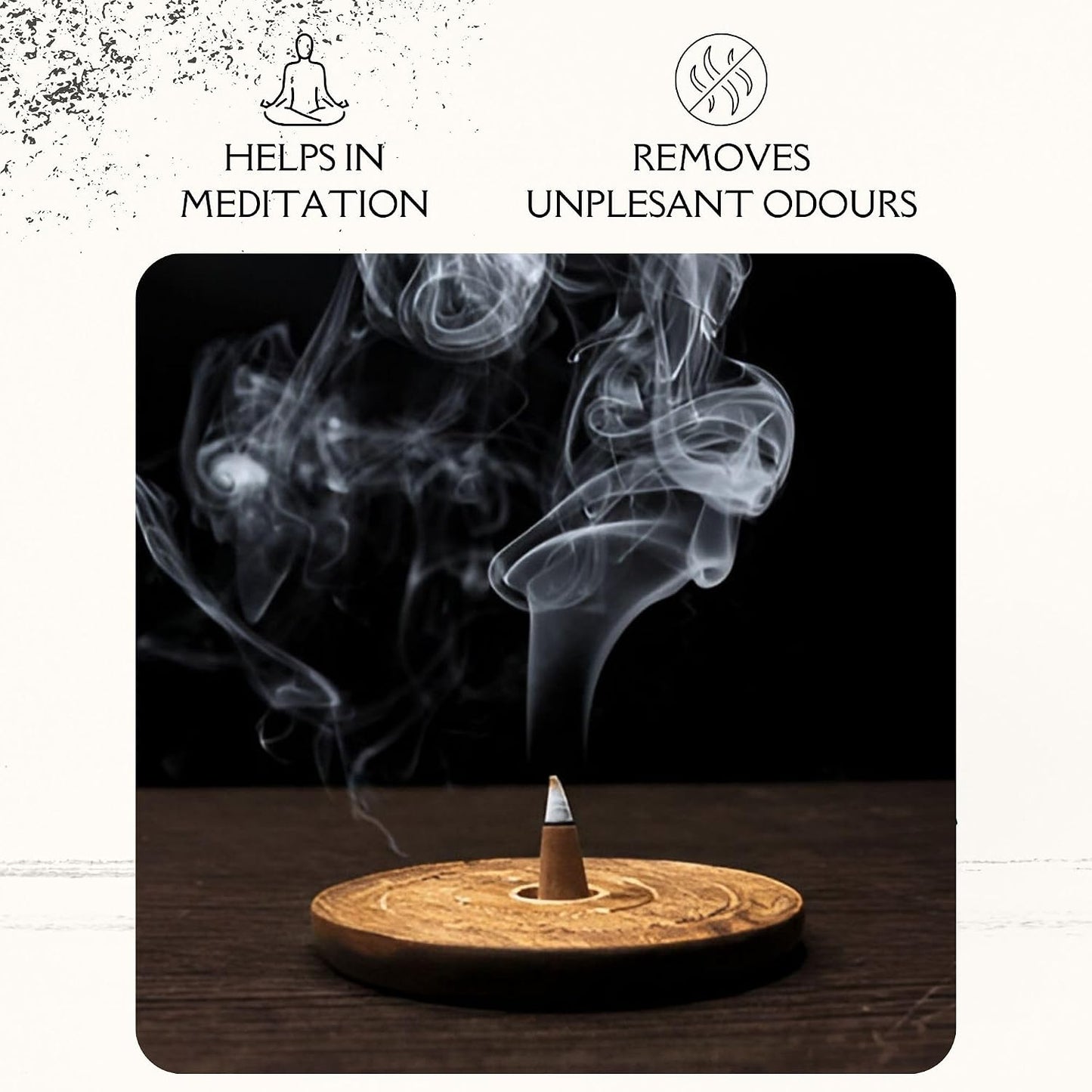 Natural Sandalwood Incense Cones, 22 Pieces, 80g Pack, Long Burning, Sandalwood Incense Dhoop Cones, Chemical Free by Hashcart