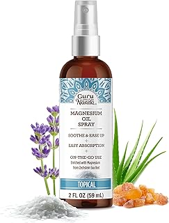 GuruNanda Magnesium Oil Spray (2 Fl Oz), Topical Magnesium Spray with Natural Essential Oils & Aloe Vera, Helps with Muscle Soreness & Relaxation, Cruelty-Free