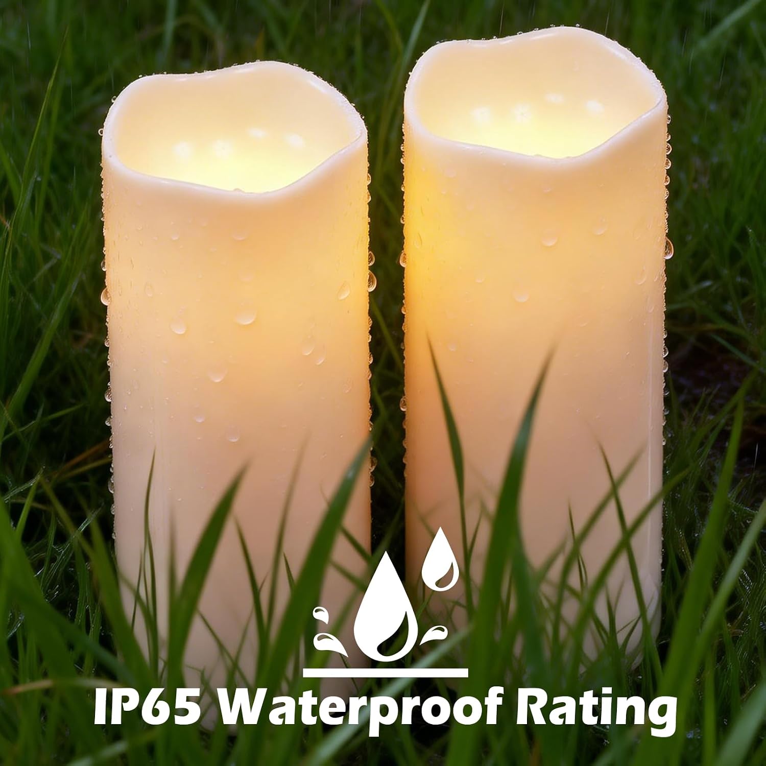 GenSwin Outdoor Candles with Timer Waterproof, Large Pillar Battery Operated Candles with Remote Timer, 12" x 5" LED Flameless Candle for Indoor Outdoor Lanterns Patio, IP65 Waterproof (Set of 2)