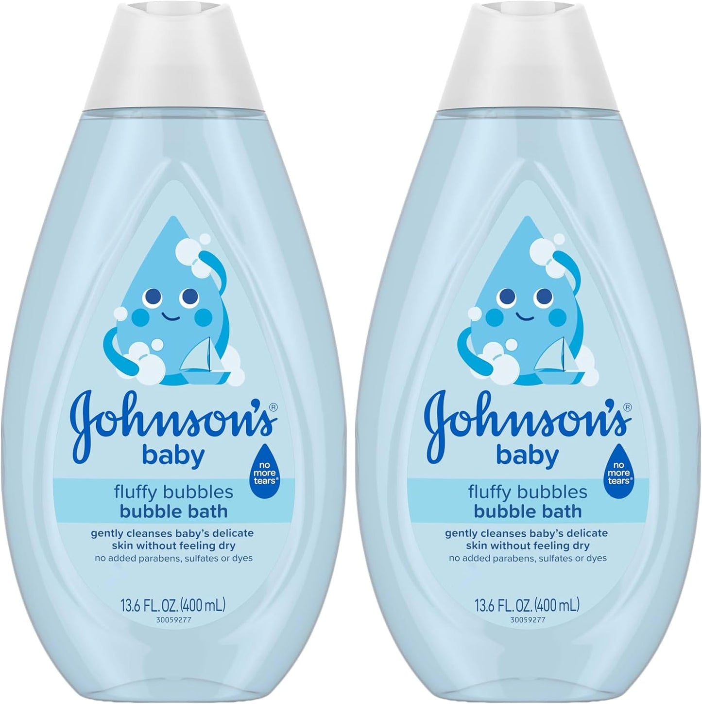Johnson's Baby Fluffy Bubbles Bubble Bath, No More Tears, Gently Cleanses Delicate Skin Without Feeling Dry, Hypoallergenic, No Added Parabens, Sulfates & Dyes, 13.6 fl. oz (Pack of 2)
