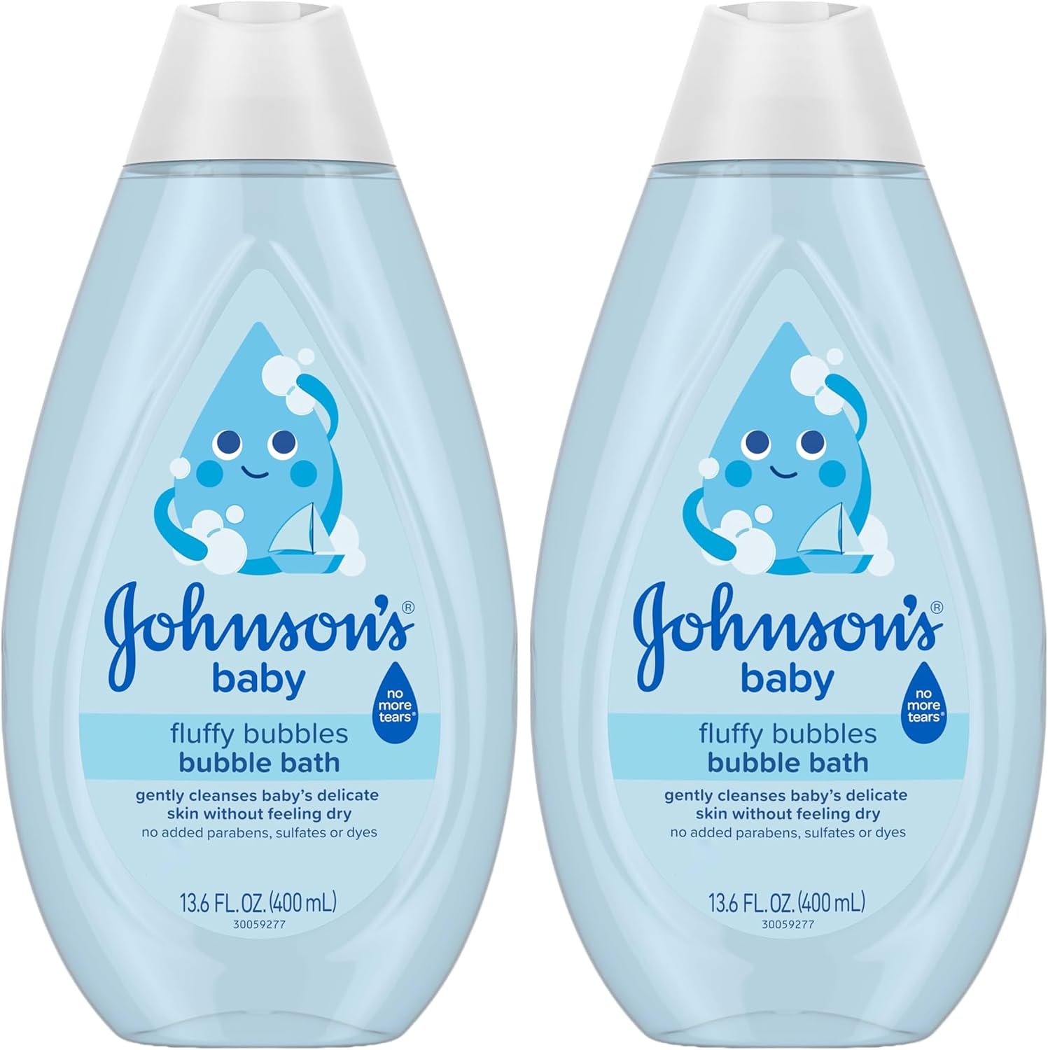 Johnson's Baby Fluffy Bubbles Bubble Bath, No More Tears, Gently Cleanses Delicate Skin Without Feeling Dry, Hypoallergenic, No Added Parabens, Sulfates & Dyes, 13.6 fl. oz (Pack of 2)