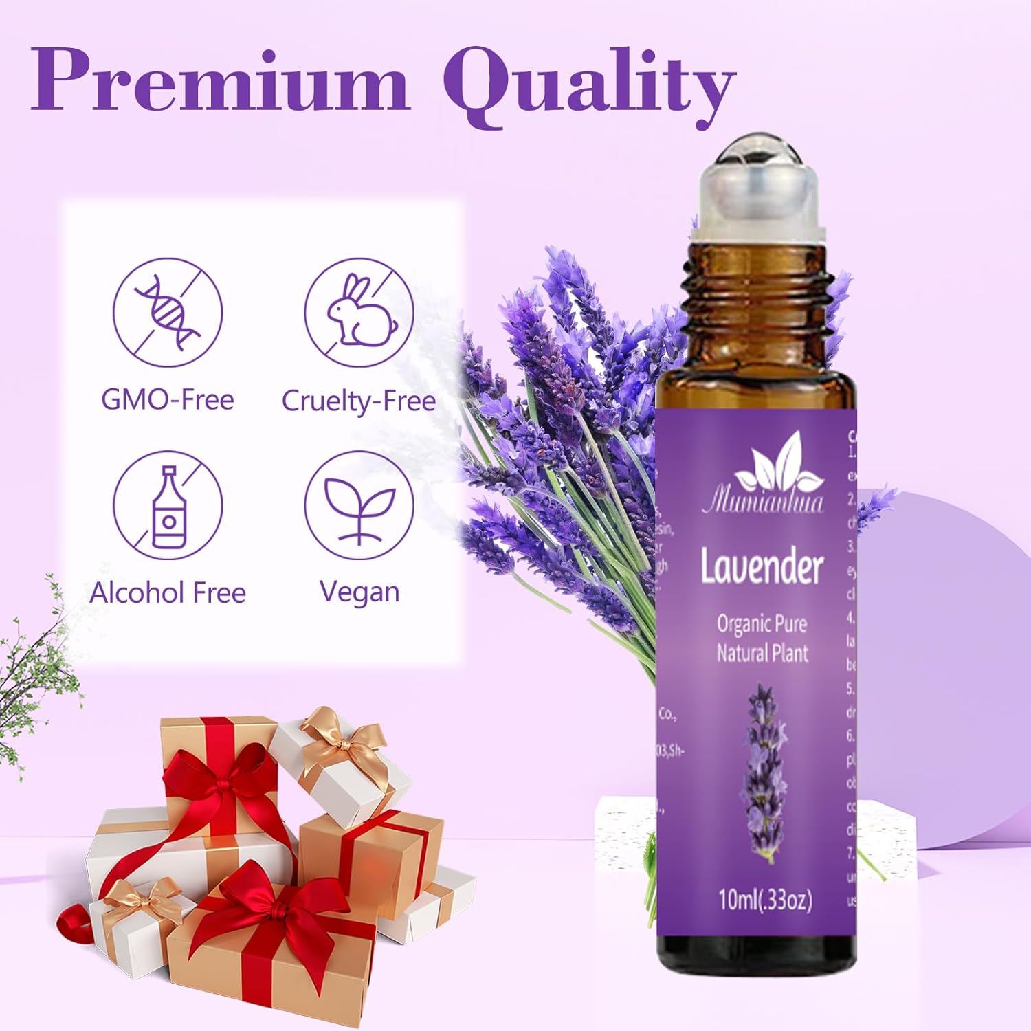 Lavender Essential Oil Roll On for Bedtime & Relaxation, Pre‑Diluted Calming Aromatherapy for Pillow, Pulse Points, Skin & Massage, Portable 10mL Rollerball – Mumianhua
